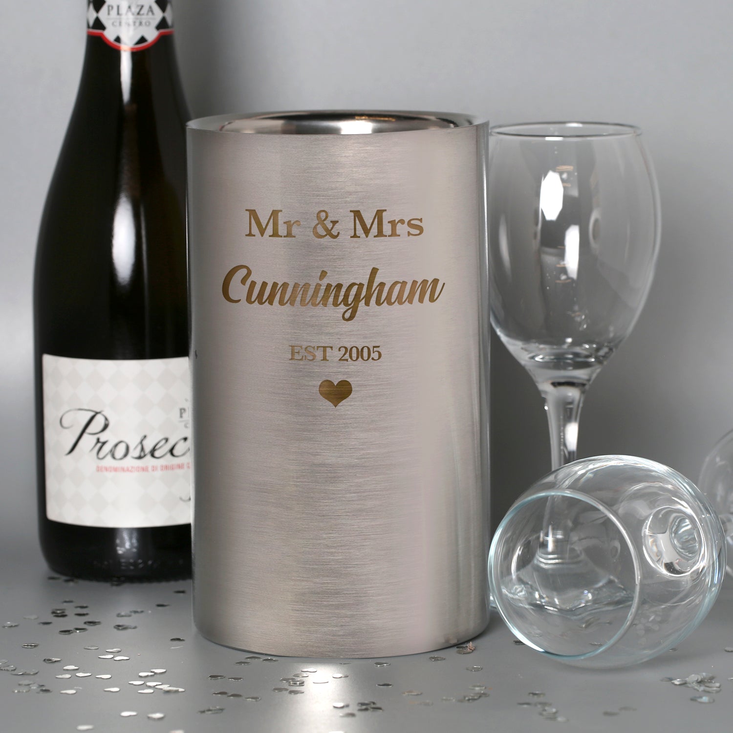 Personalised Mr & Mrs Stainless Steel Wine Cooler - Wine Coolers