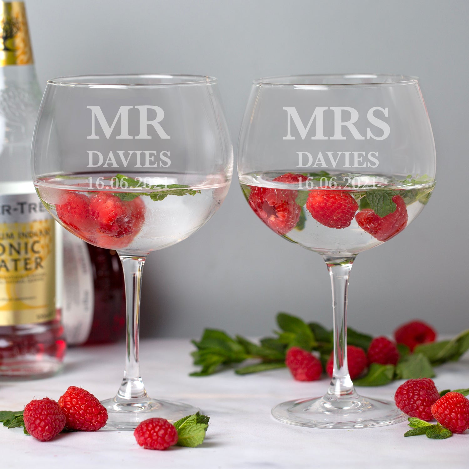 Personalised Mr & Mrs Balloon Gin Glass Set - Balloon Glass