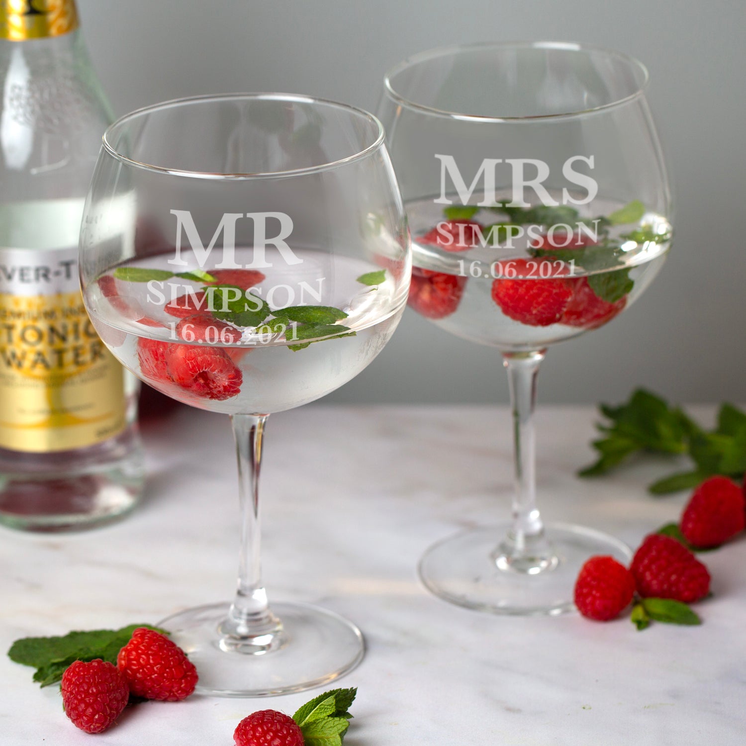 Personalised Mr & Mrs Balloon Gin Glass Set - Balloon Glass
