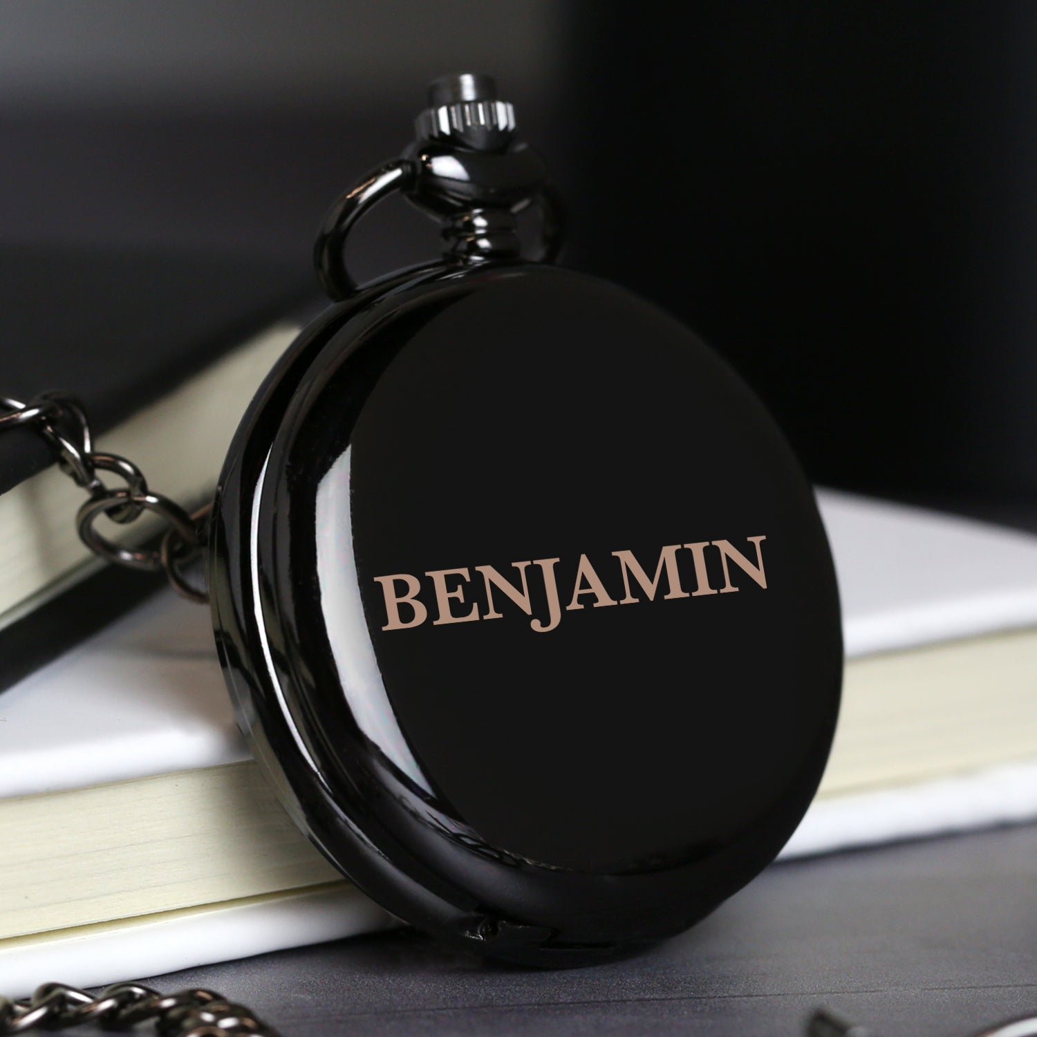 Personalised Name Black Pocket Fob Watch - Pocket Watches