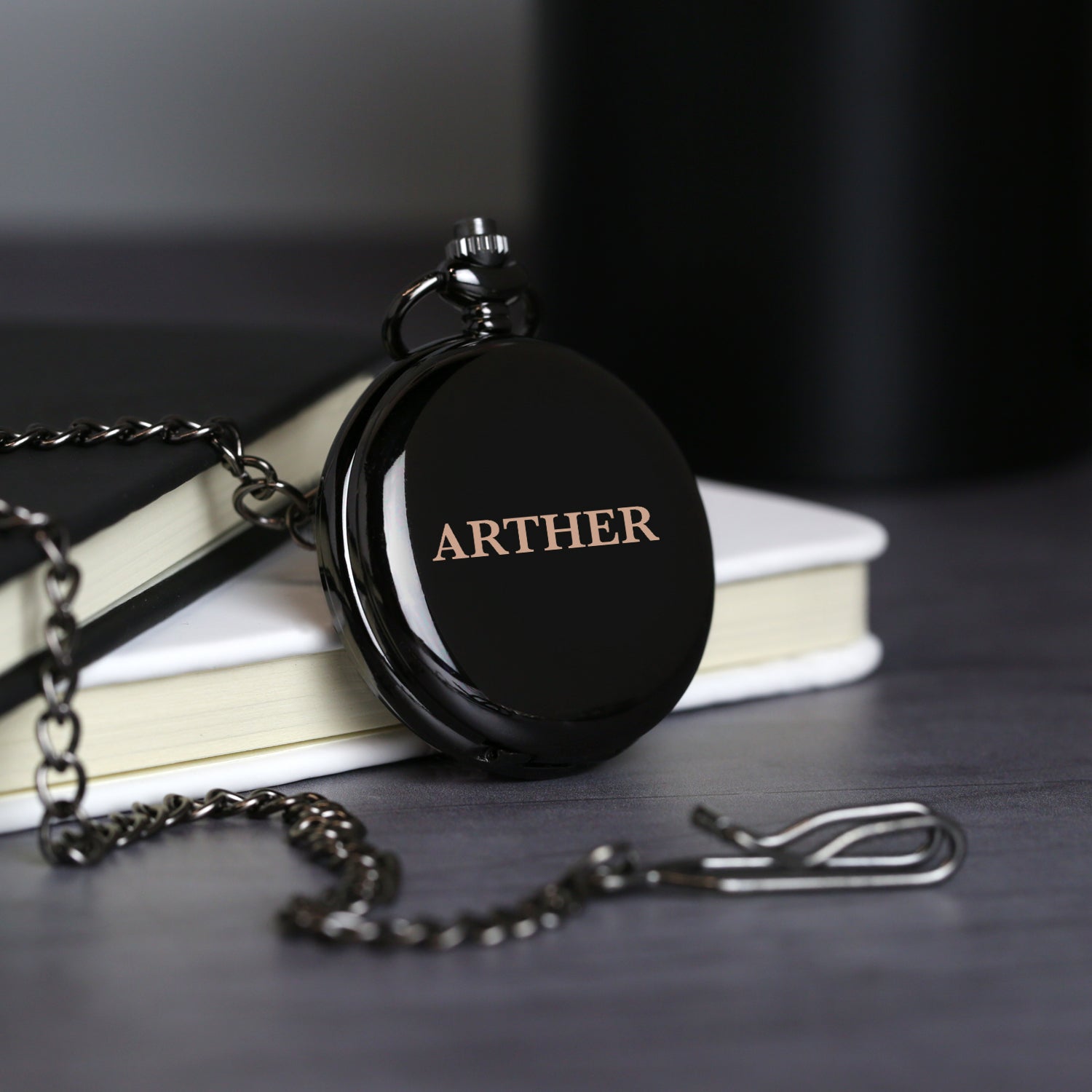 Personalised Name Black Pocket Fob Watch - Pocket Watches