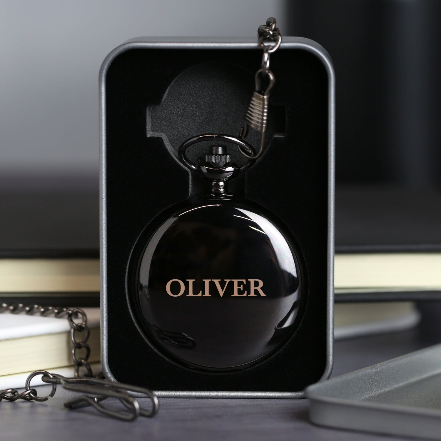 Personalised Name Black Pocket Fob Watch - Pocket Watches