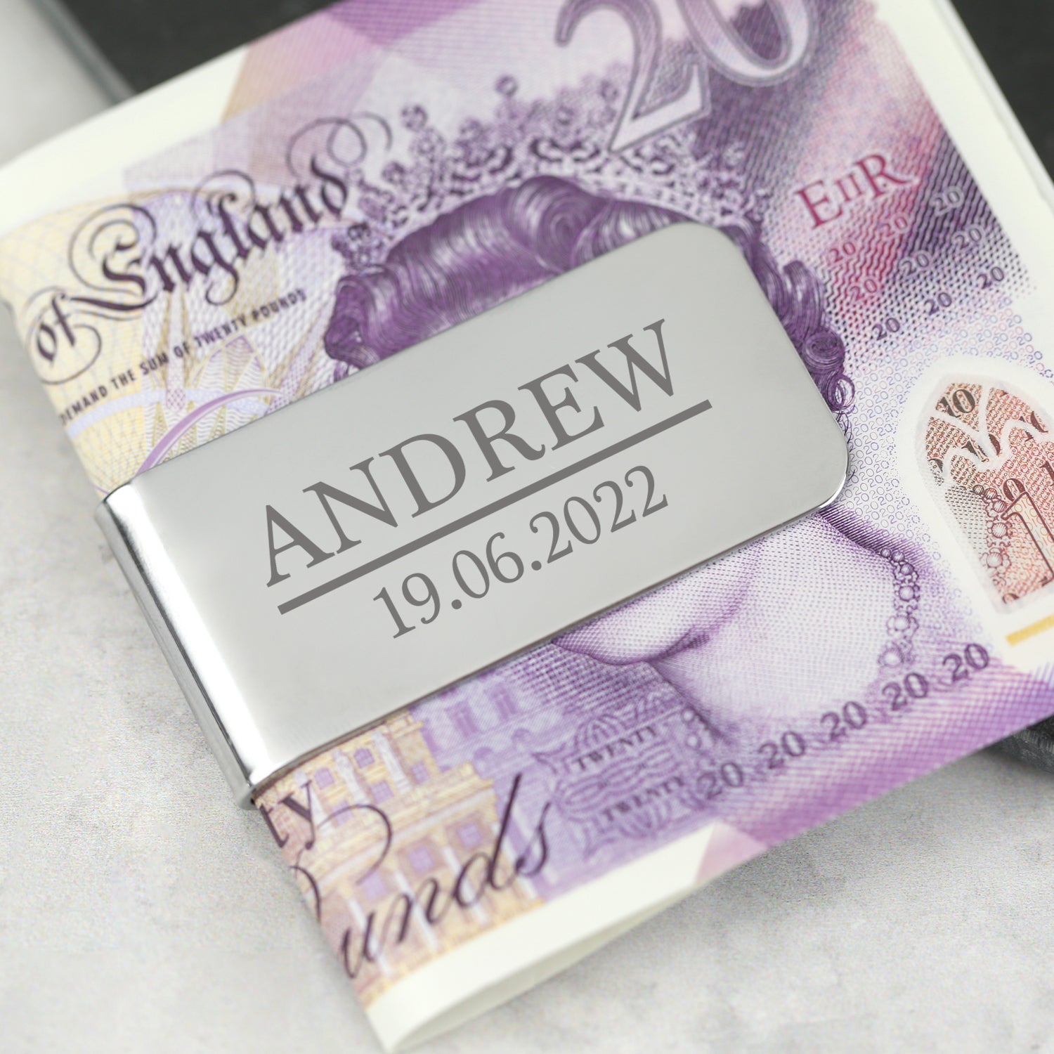Personalised Name and Date Money Clip - Accessories