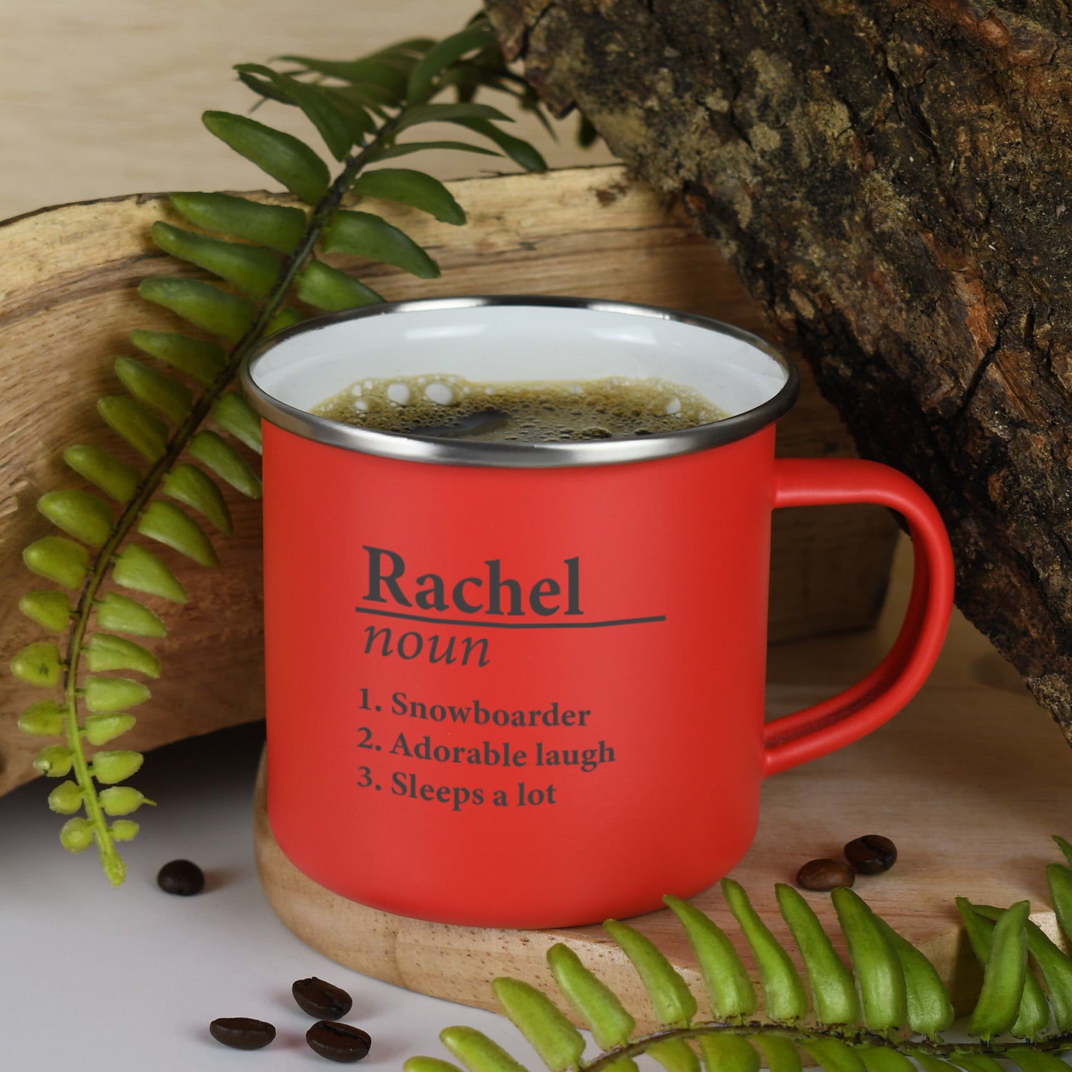 Personalised Name Definition Enamel Camping Mug - Red - Mugs