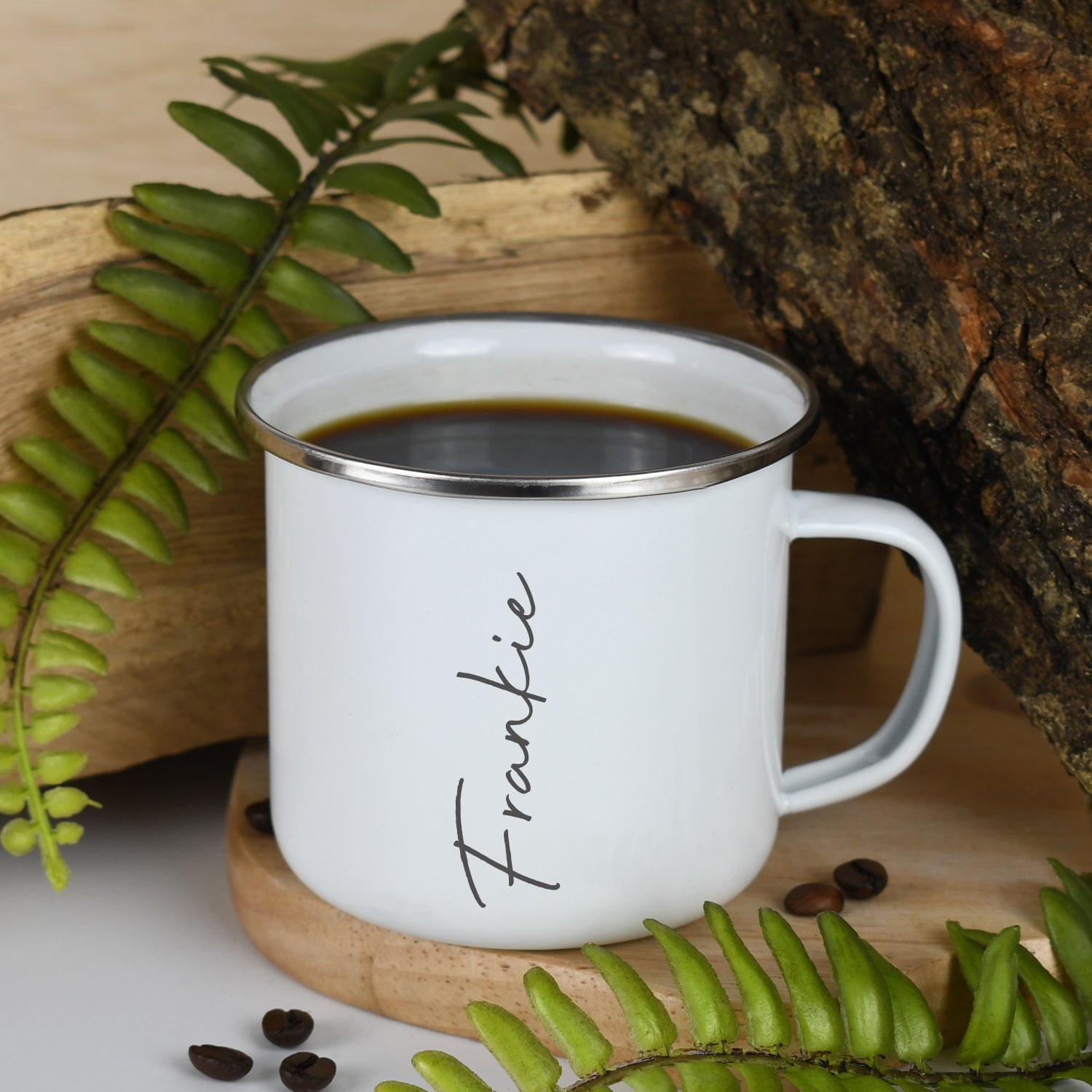 Personalised Name Enamel Camping Mug - White - Mugs