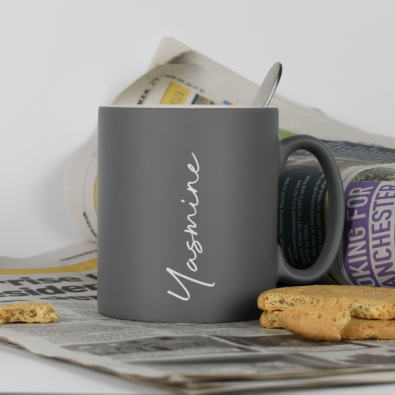 Personalised Large Name Mug - Grey - Mugs