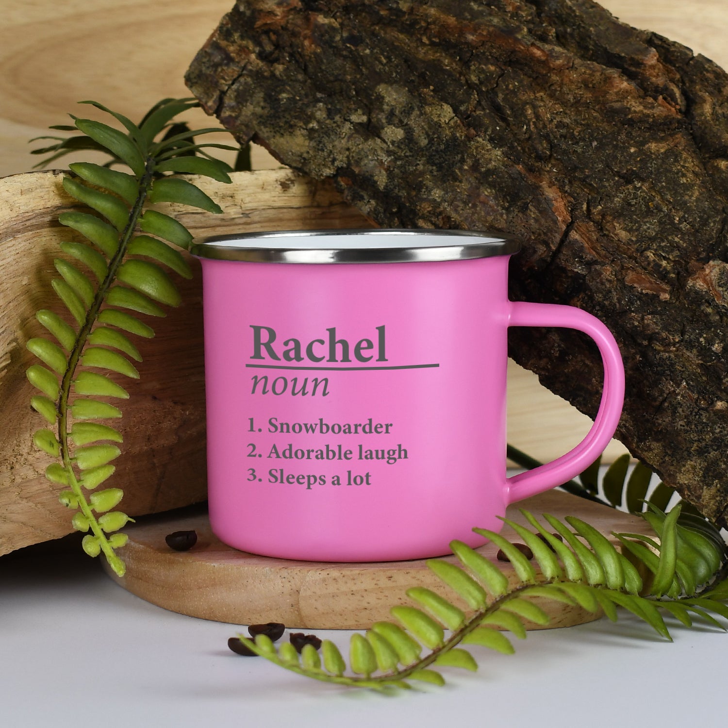 Personalised Name Definition Enamel Camping Mug - Pink - Mugs