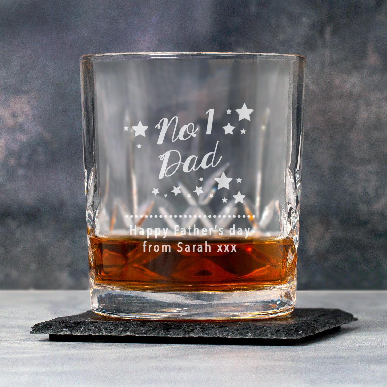 Personalised No.1 Dad Crystal Panel Glass Tumbler - Glass Tumblers