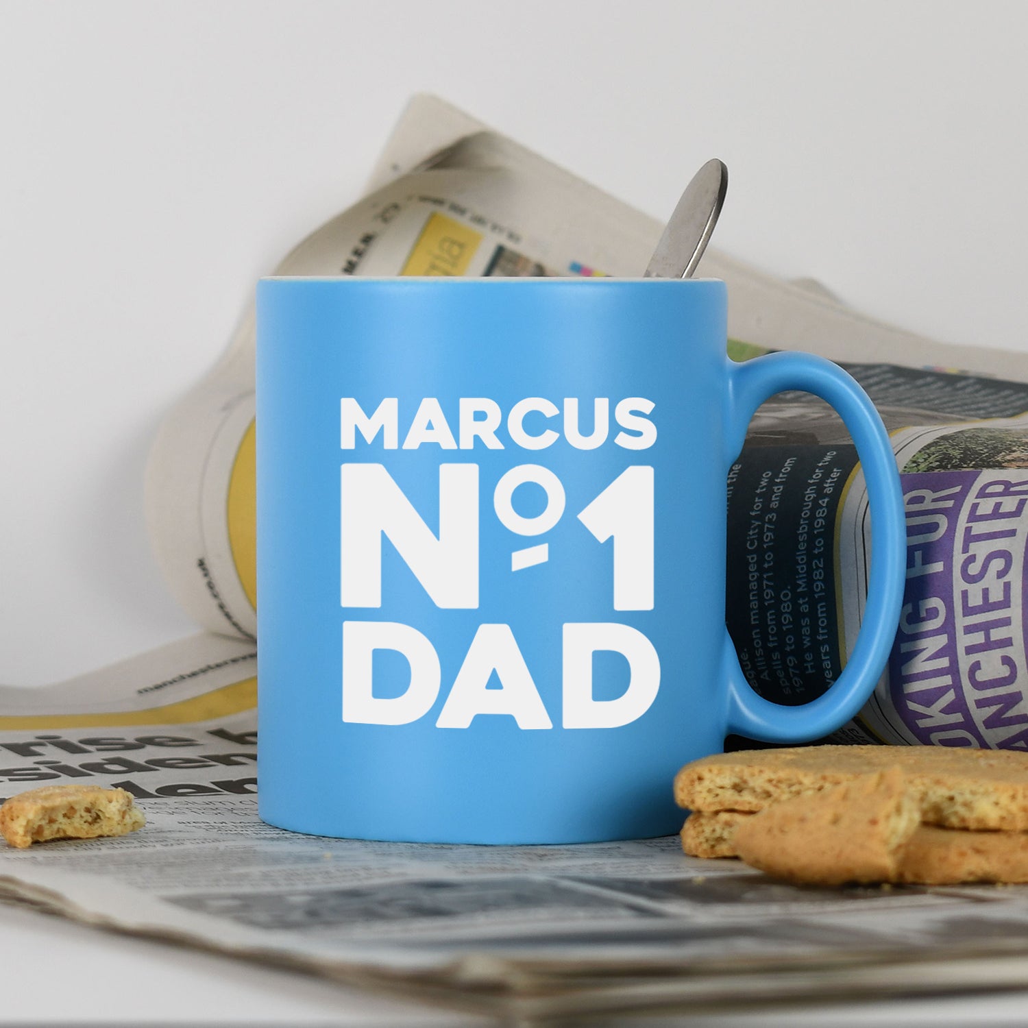 Personalised No.1 Dad Mug - Light Blue - Mugs