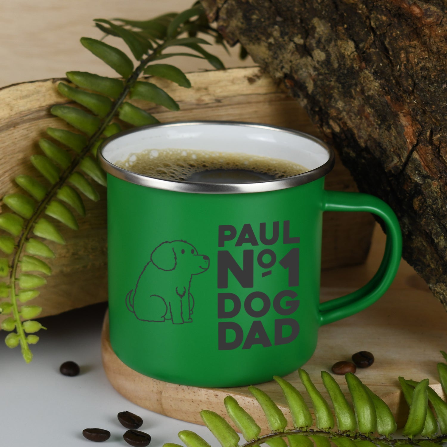 Personalised No.1 Dog Dad Enamel Camping Mug - Mugs