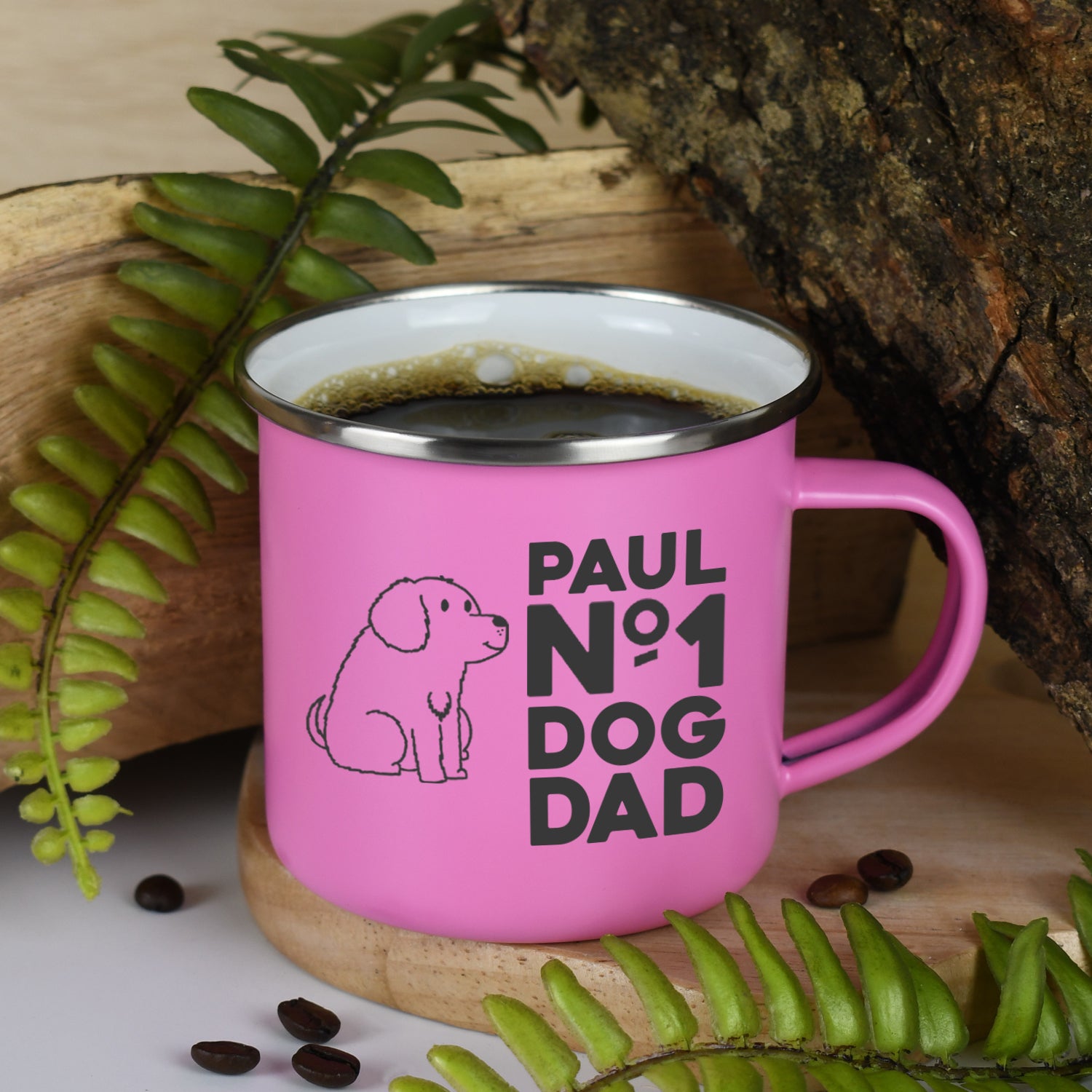 Personalised No.1 Dog Dad Enamel Camping Mug - Mugs