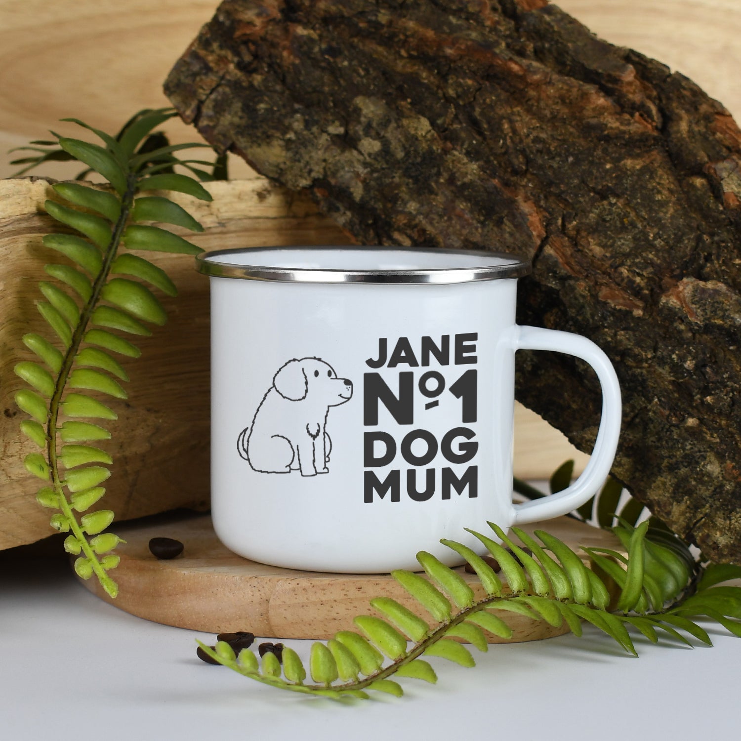 Personalised No.1 Dog Mum Enamel Camping Mug - Mugs