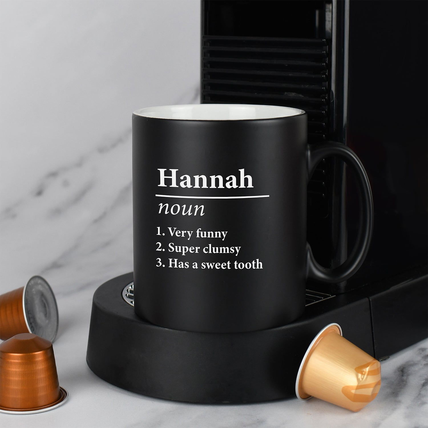 Personalised Name Definition Mug – Custom Meaning Gift - Black - Mugs