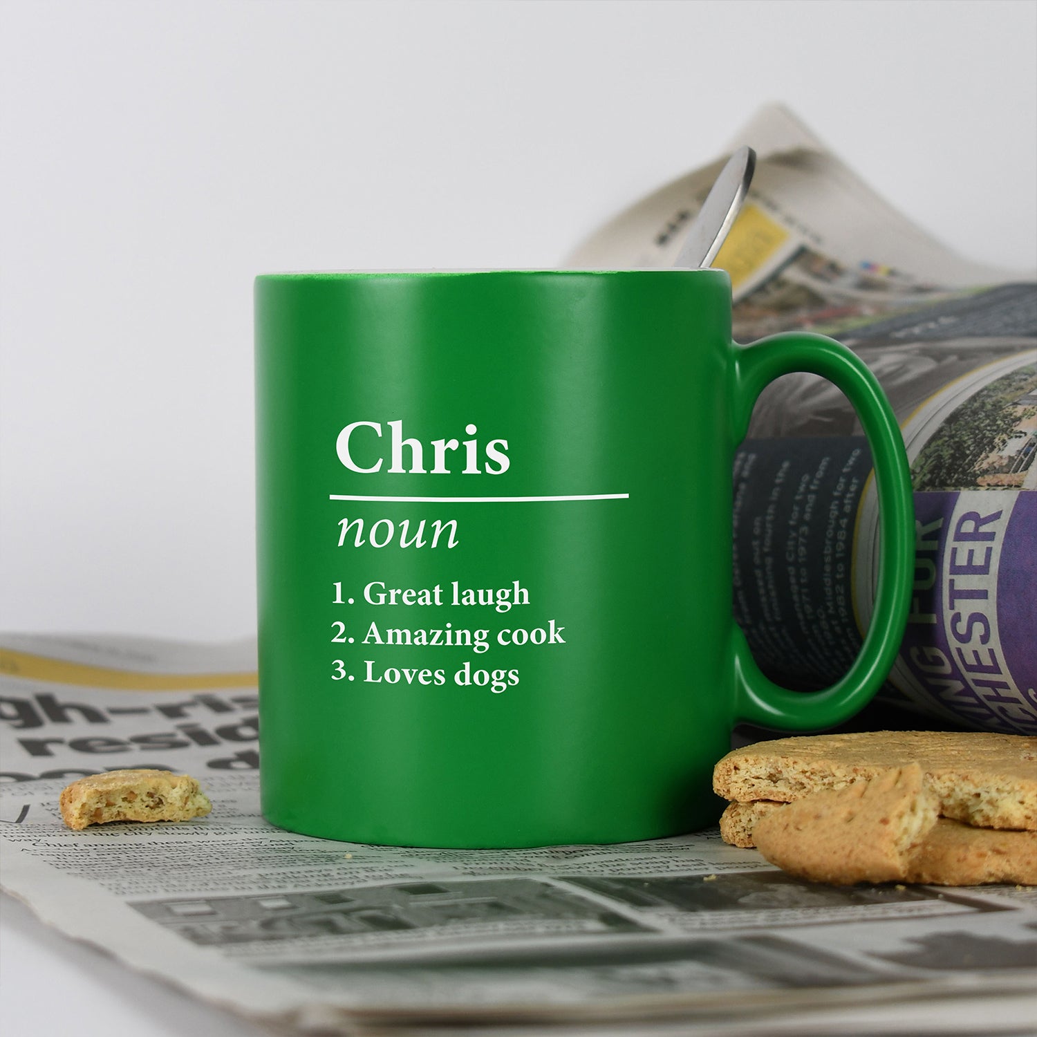 Personalised Name Definition Mug – Custom Meaning Gift - Green - Mugs