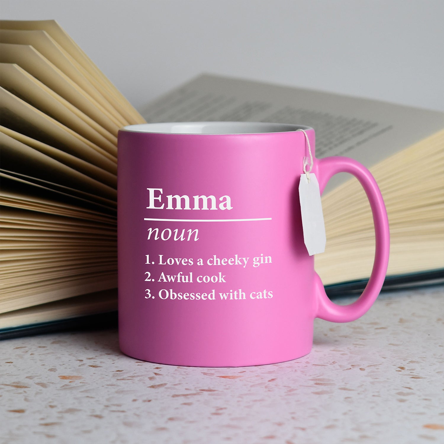 Personalised Name Definition Mug – Custom Meaning Gift - Pink - Mugs