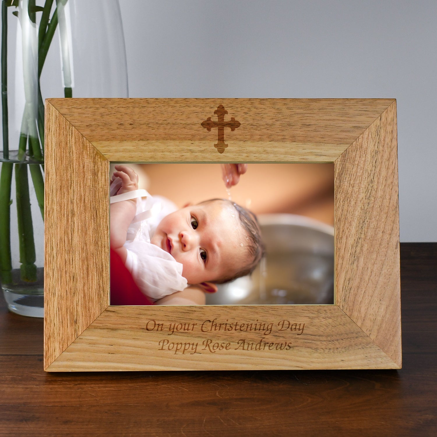 Personalised Wooden 6x4 Landscape Cross Frame - Photo Frames