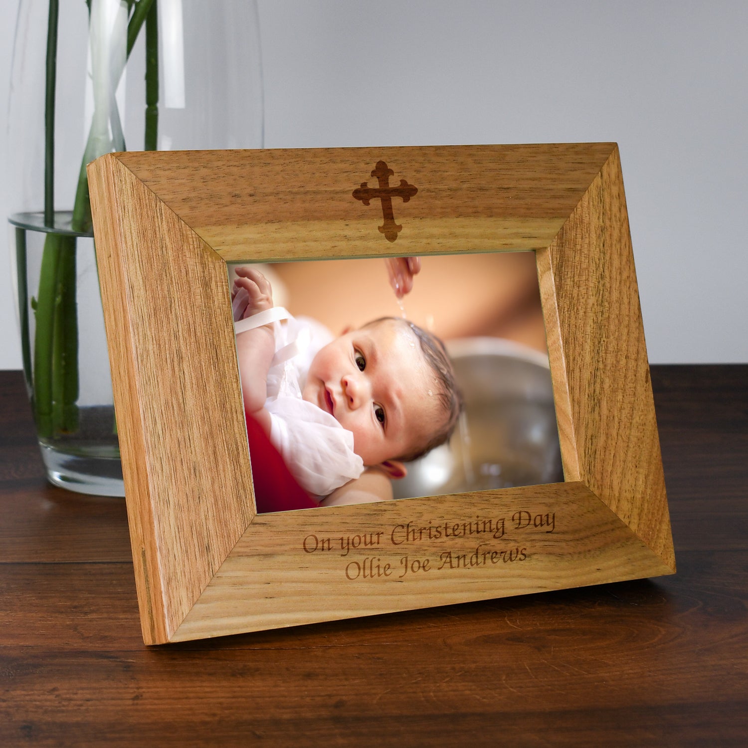 Personalised Wooden 6x4 Landscape Cross Frame - Photo Frames