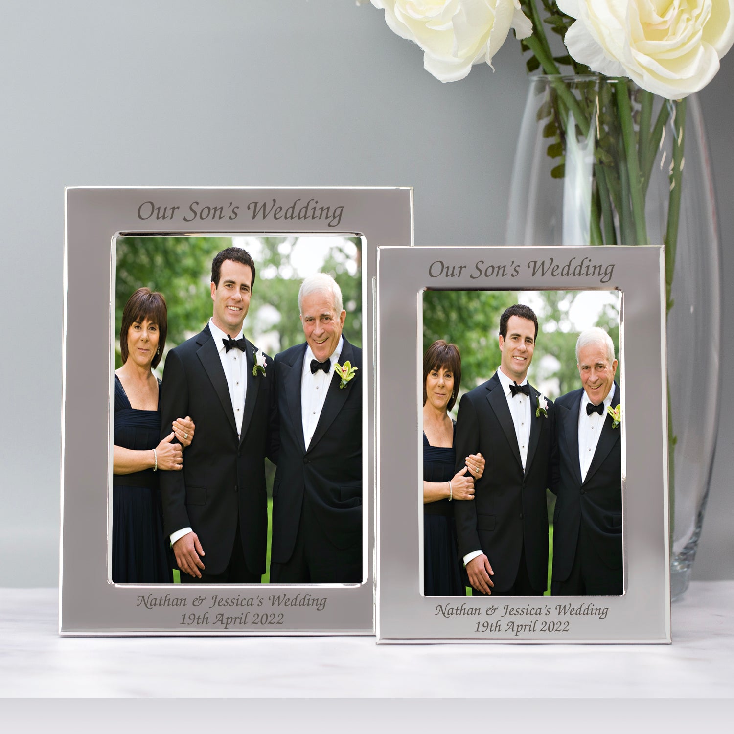 Personalised Silver 4x6 Our Son’s Wedding Photo Frame - Photo Frames