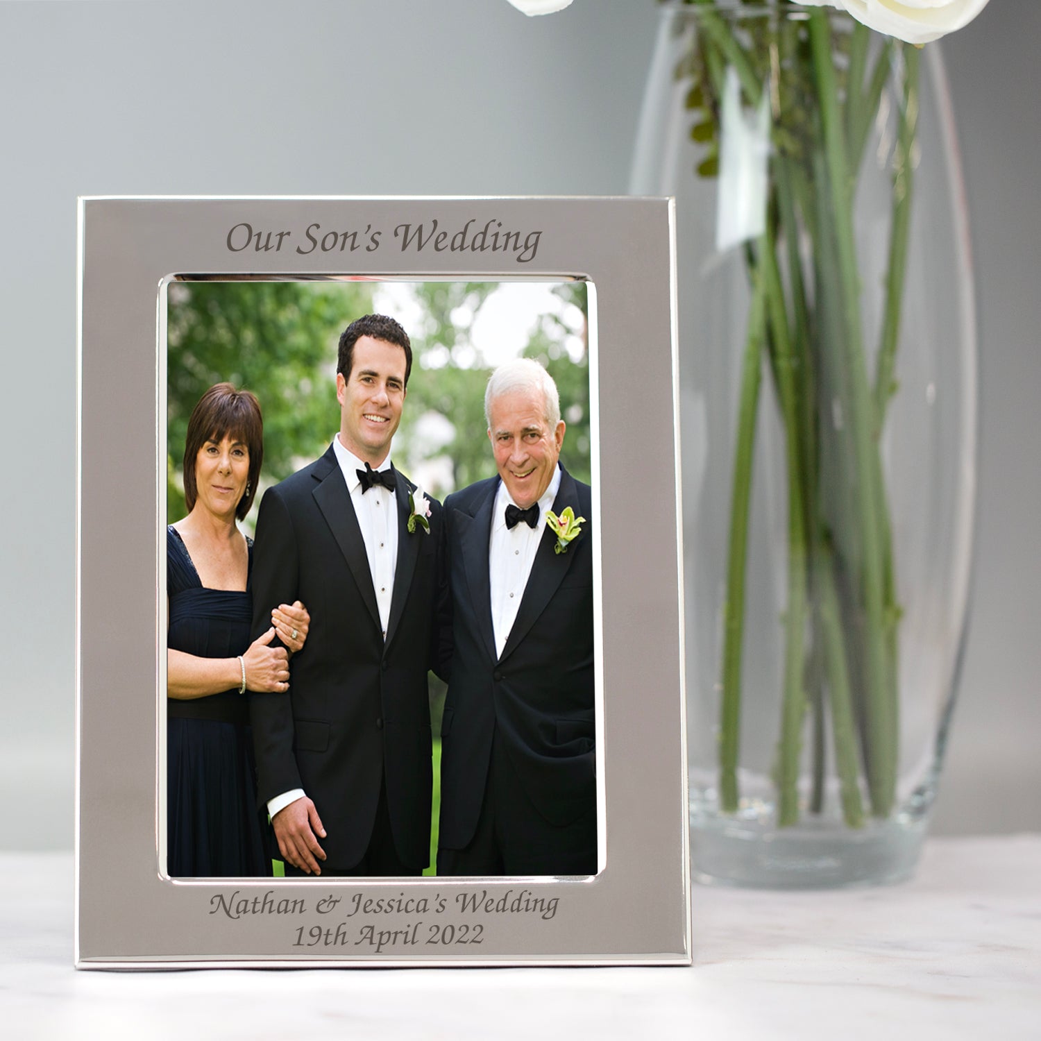 Personalised Silver 5x7 Our Son’s Wedding Photo Frame - Photo Frames