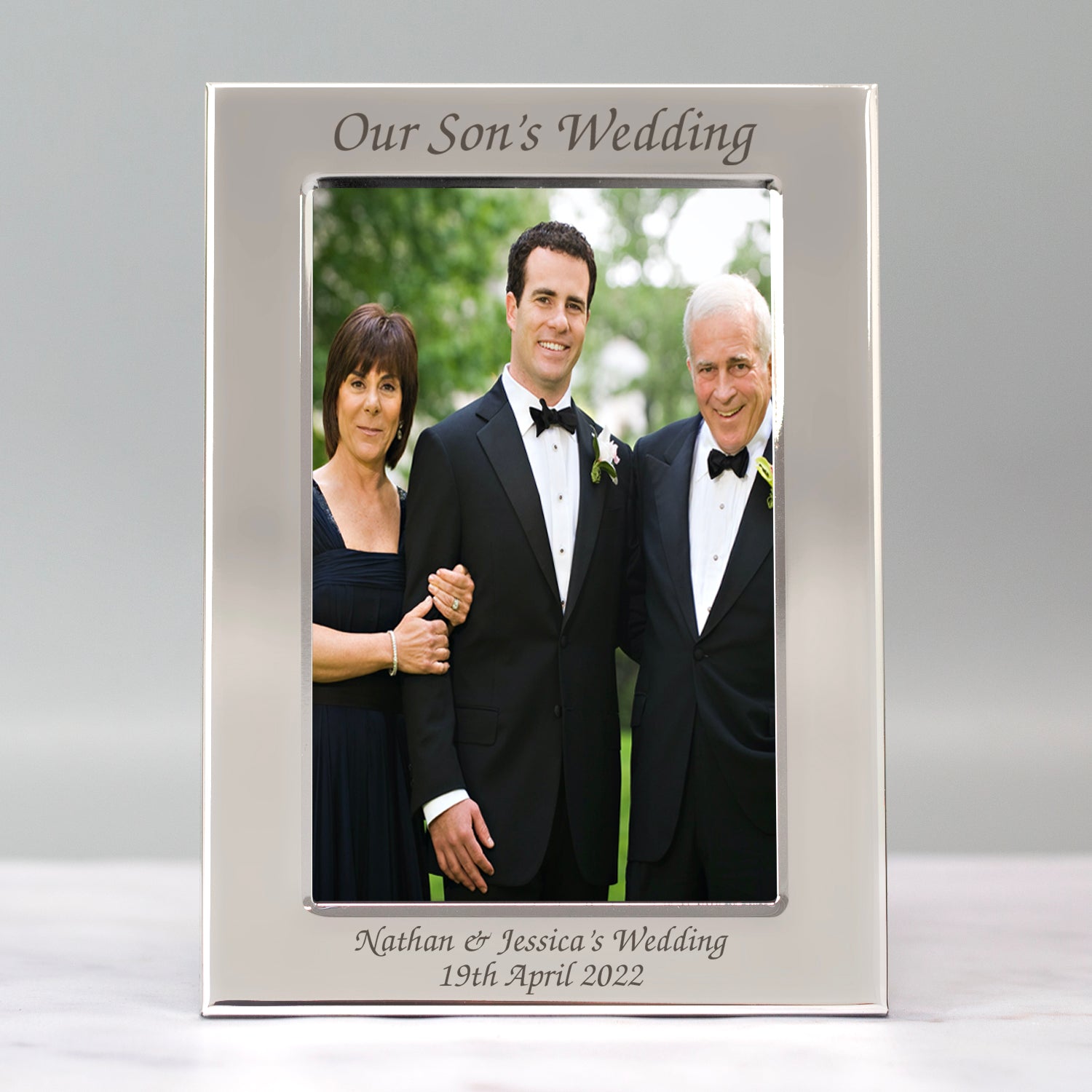 Personalised Silver 4x6 Our Son’s Wedding Photo Frame - Photo Frames