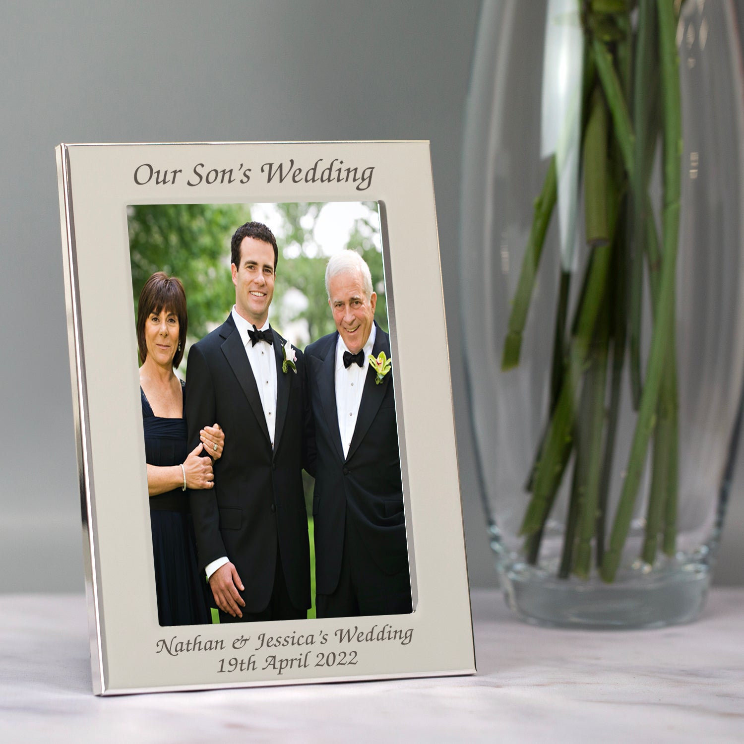 Personalised Silver 4x6 Our Son’s Wedding Photo Frame - Photo Frames