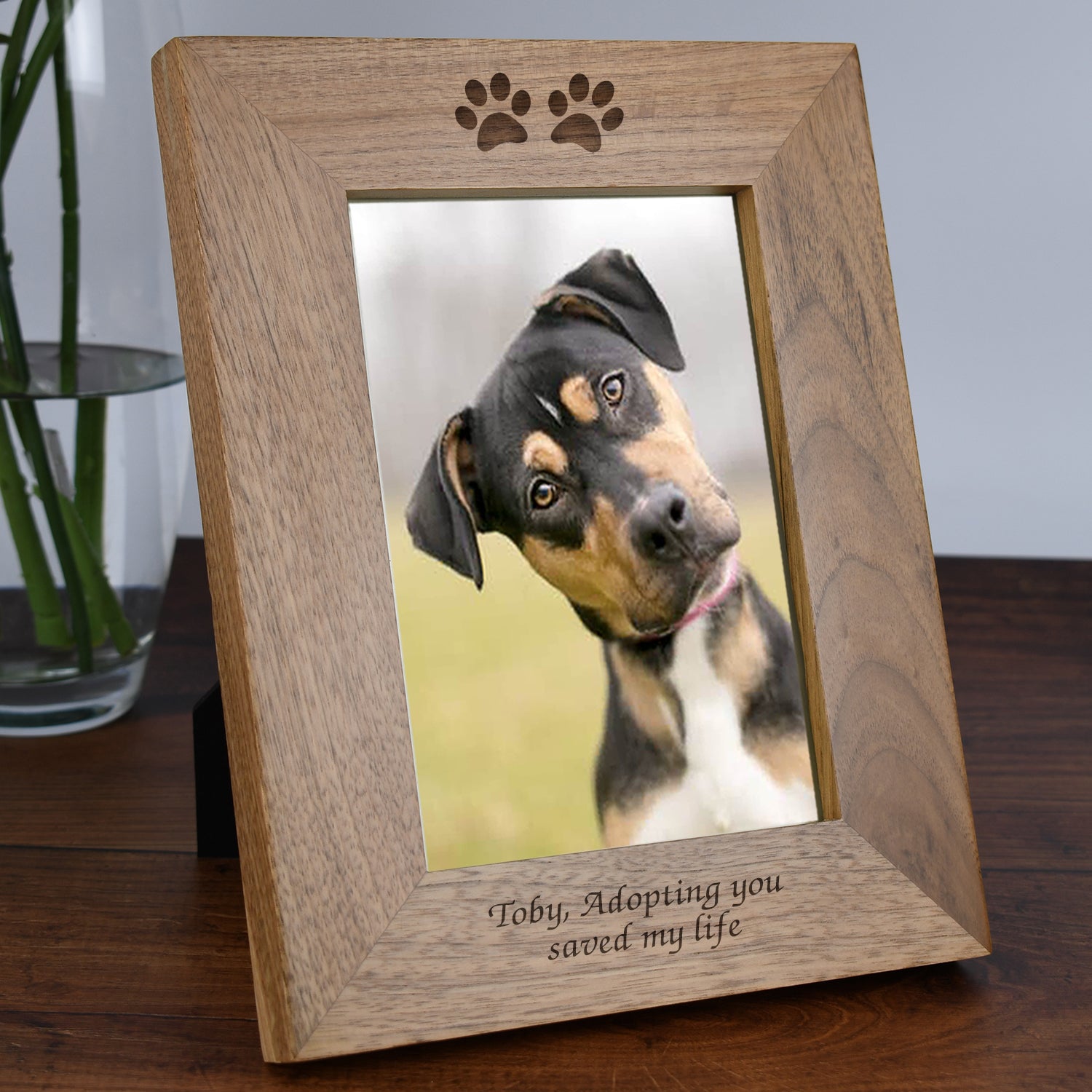 Personalised Wooden 5x7 Paw Prints Frame - Photo Frames