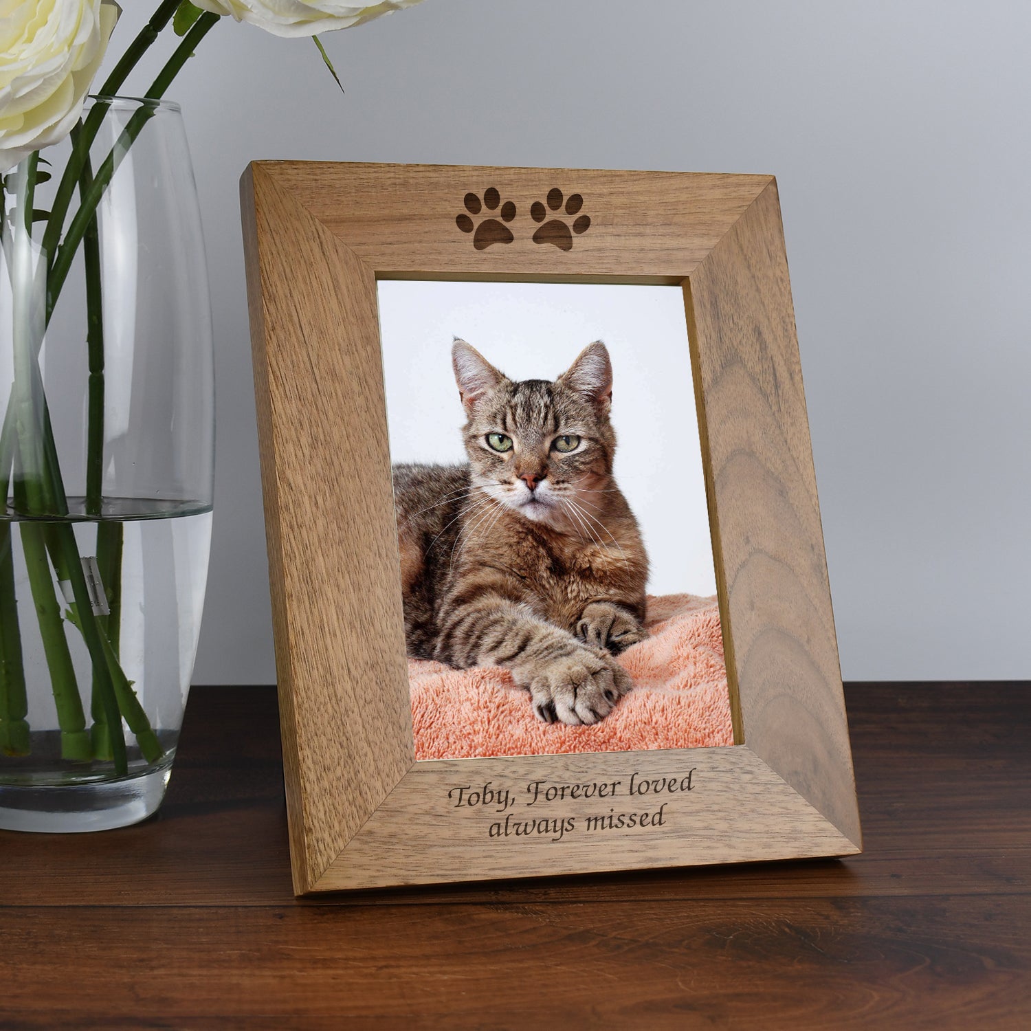 Personalised Wooden 5x7 Paw Prints Frame - Photo Frames