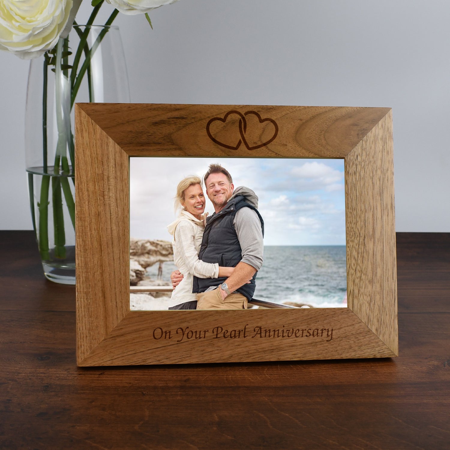 Personalised Wooden 7x5 Landscape On Your Pearl Anniversary Frame - Photo Frames