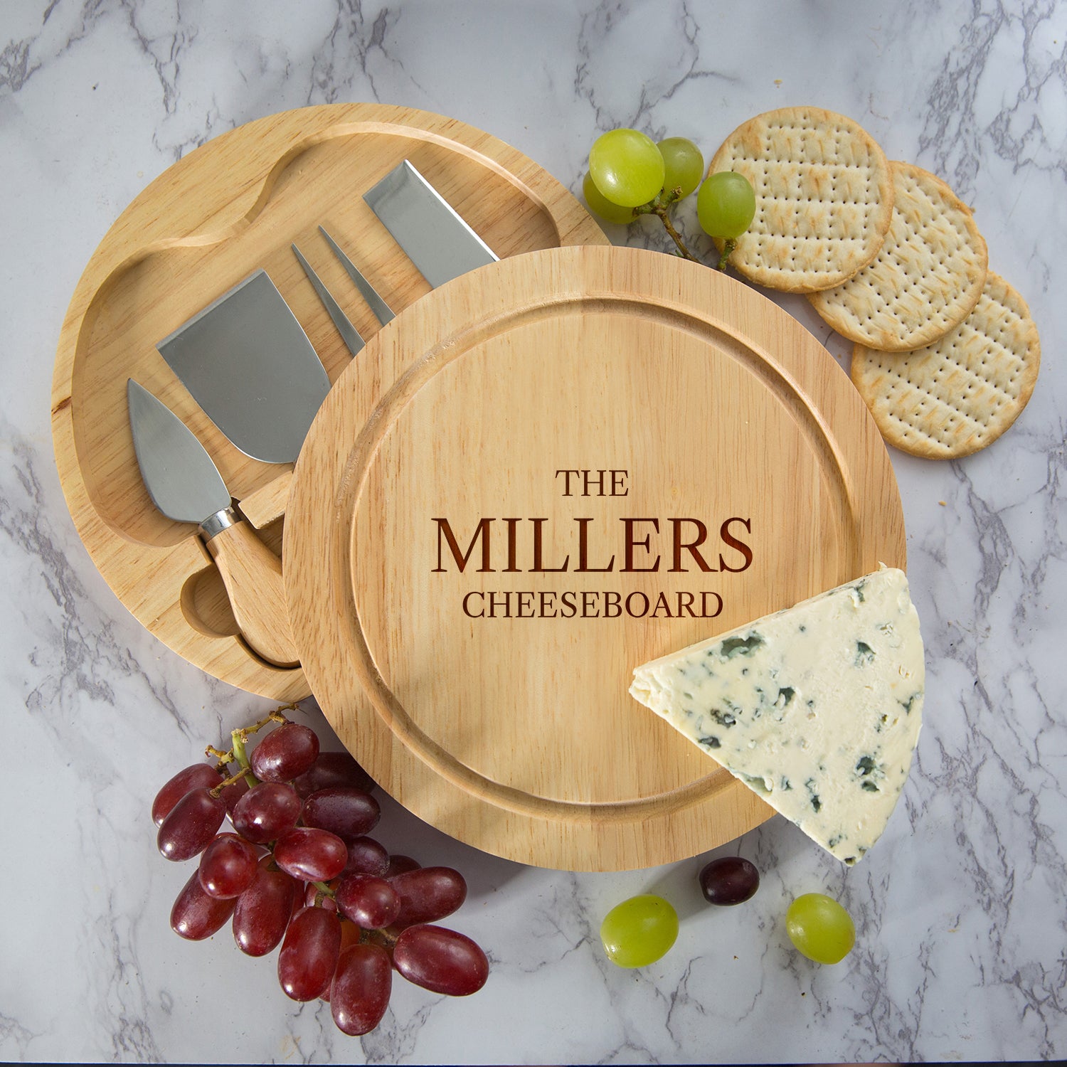 Personalised Family Cheese Board And Knives Set - Cheeseboard Sets