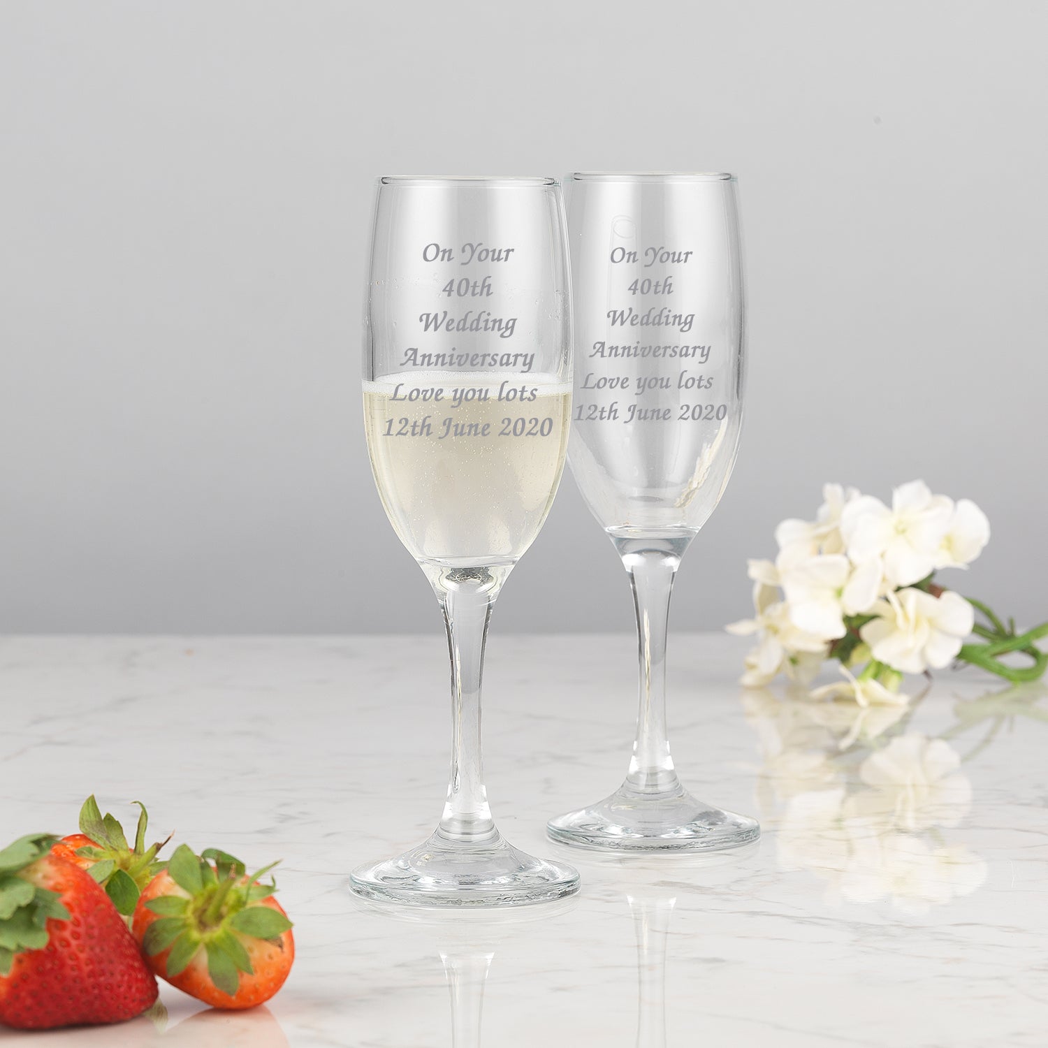 Personalised Any Message Champagne Flutes and Gift Box Set - Champagne Flutes