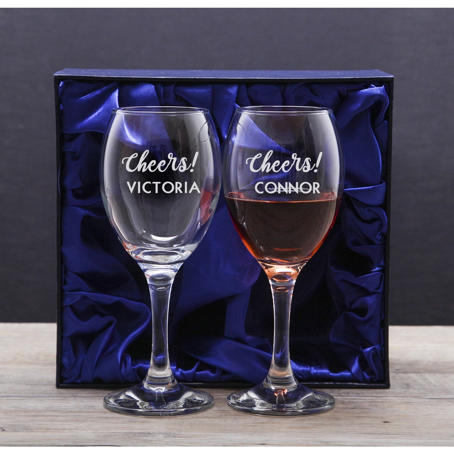 Personalised Cheers Wine Glasses & Gift Box Set - Wine Glasses