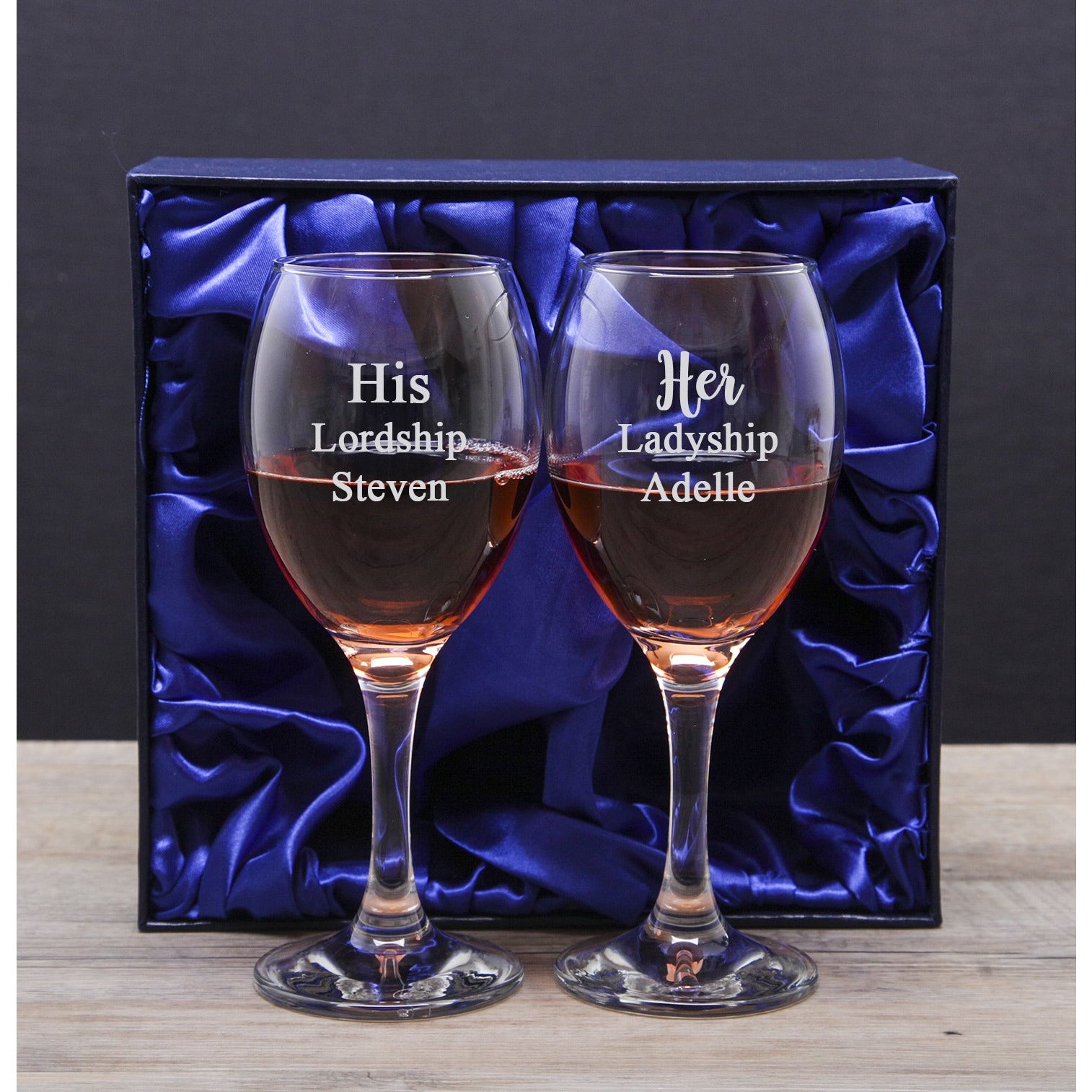Personalised His & Her Wine Glasses & Gift Box Set - Wine Glasses