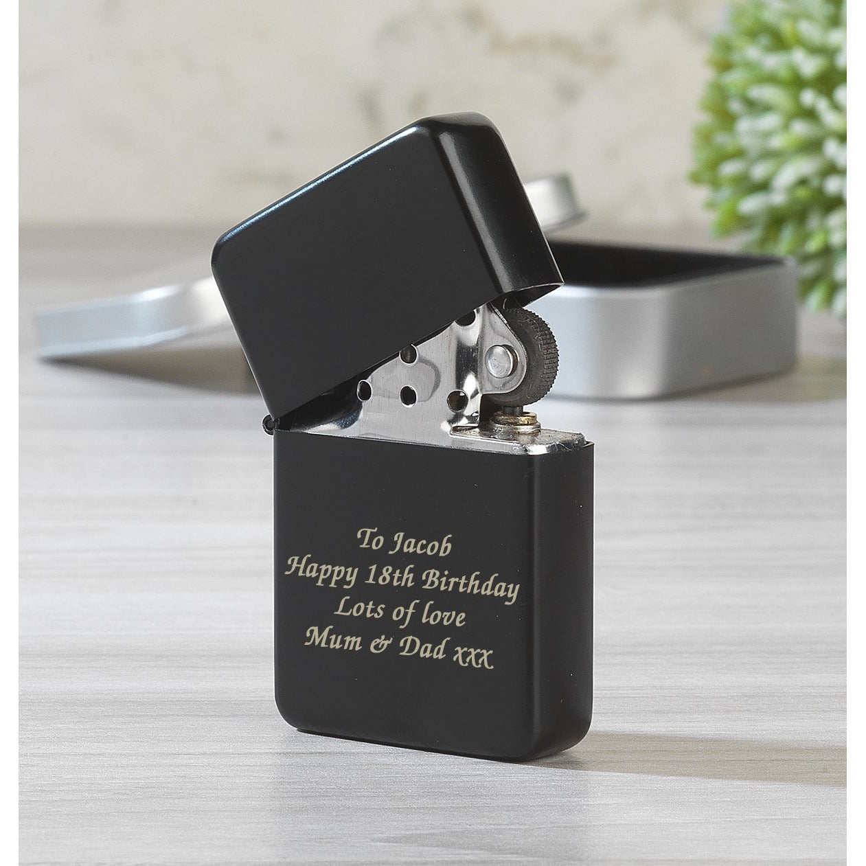 Personalised Message Black Lighter & Gift Box - Lighters
