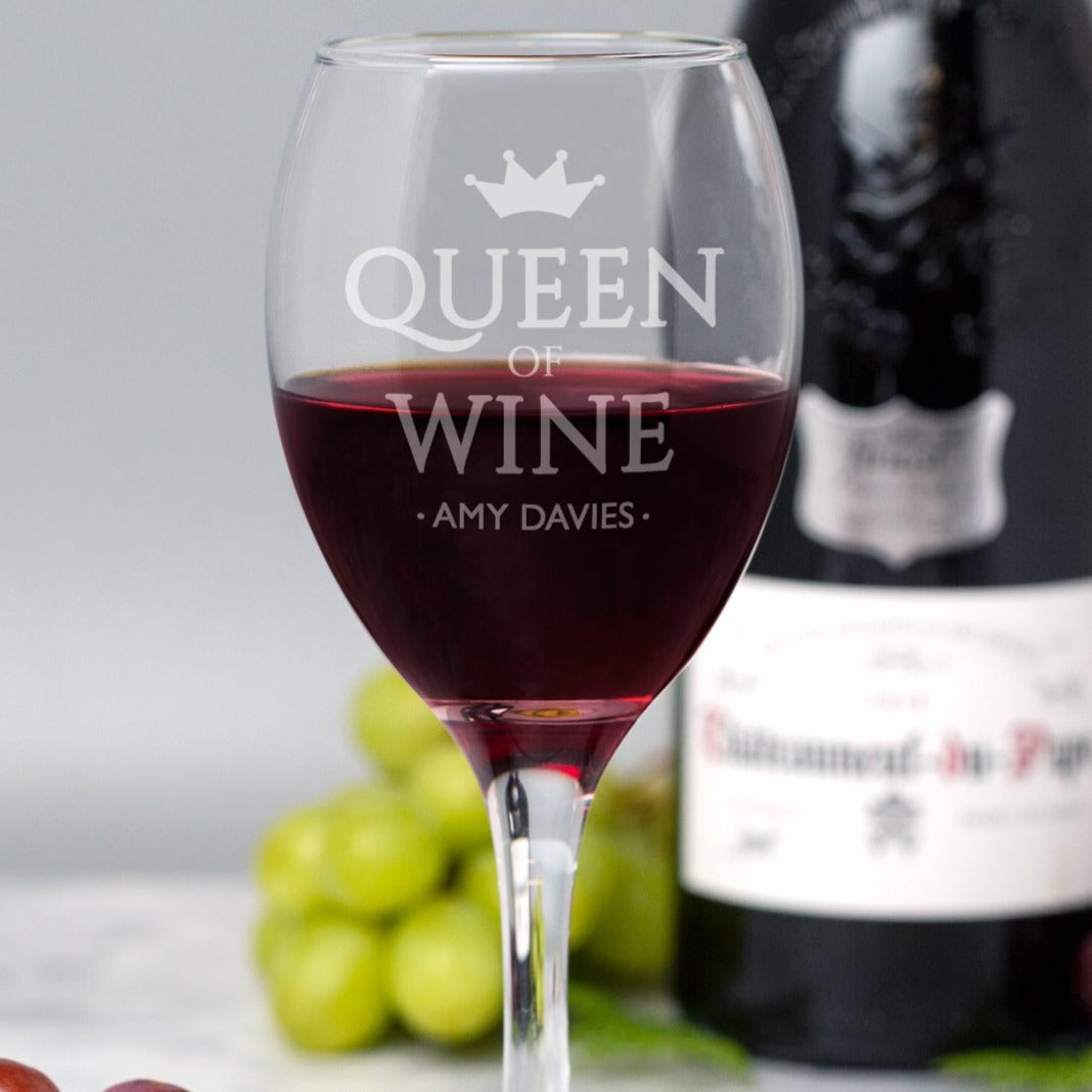 Personalised Queen Of Wine Glass - Wine Glasses