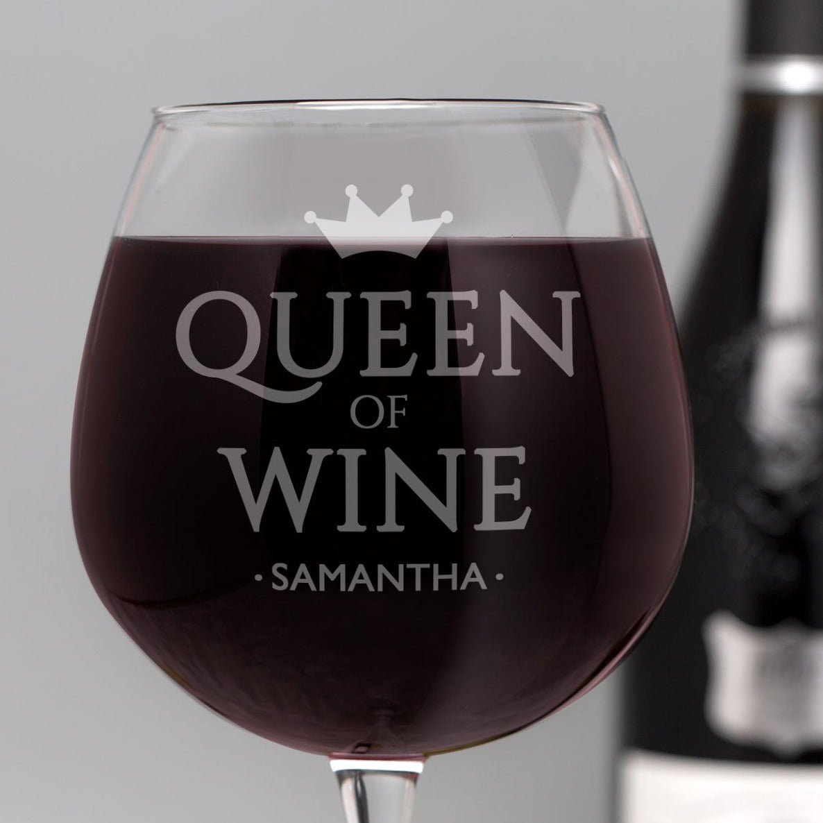 Personalised Queen Of Wine Bottle Of Wine Glass - Wine Glasses