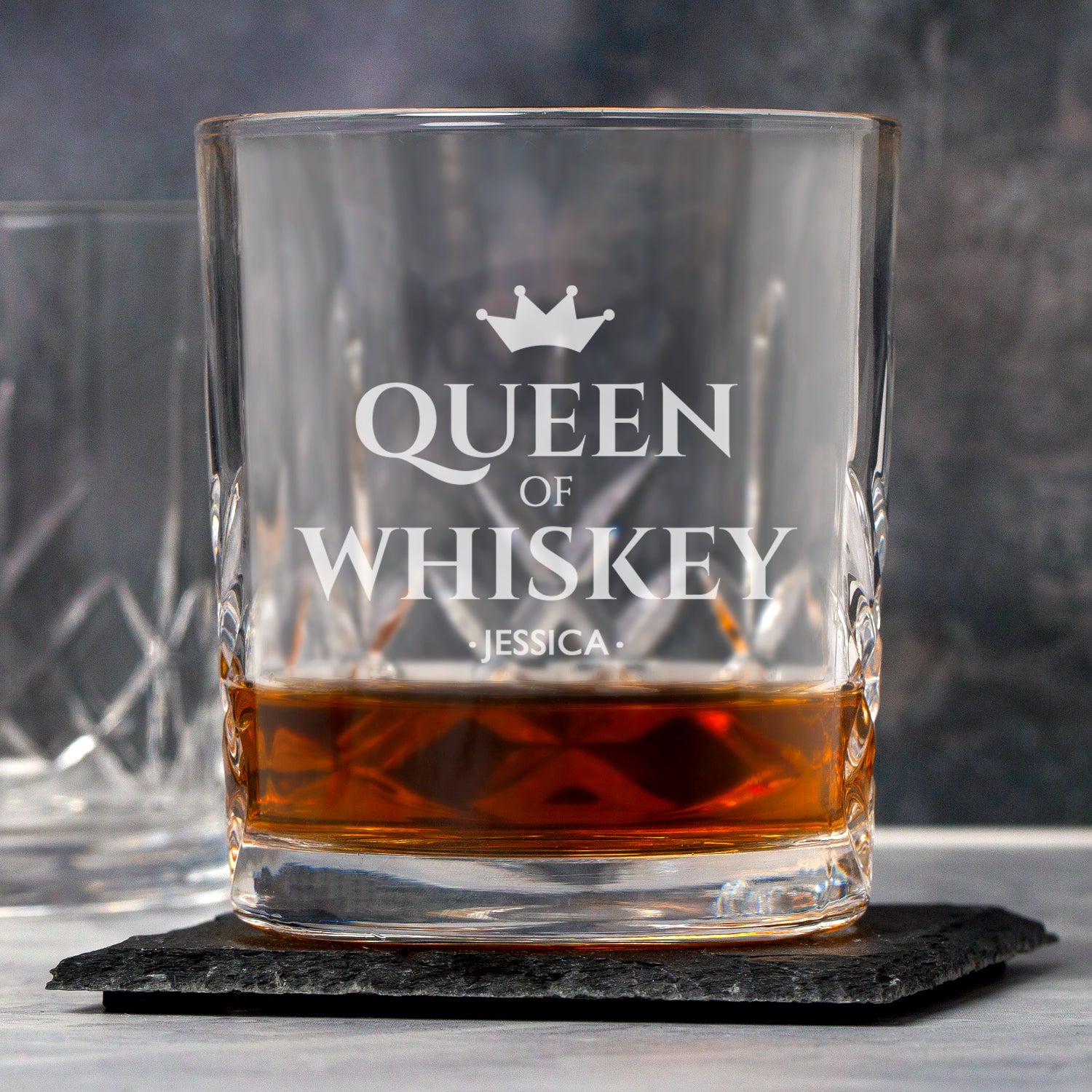 Personalised Queen Of Whiskey Crystal Panel Glass Tumbler - Glass Tumblers