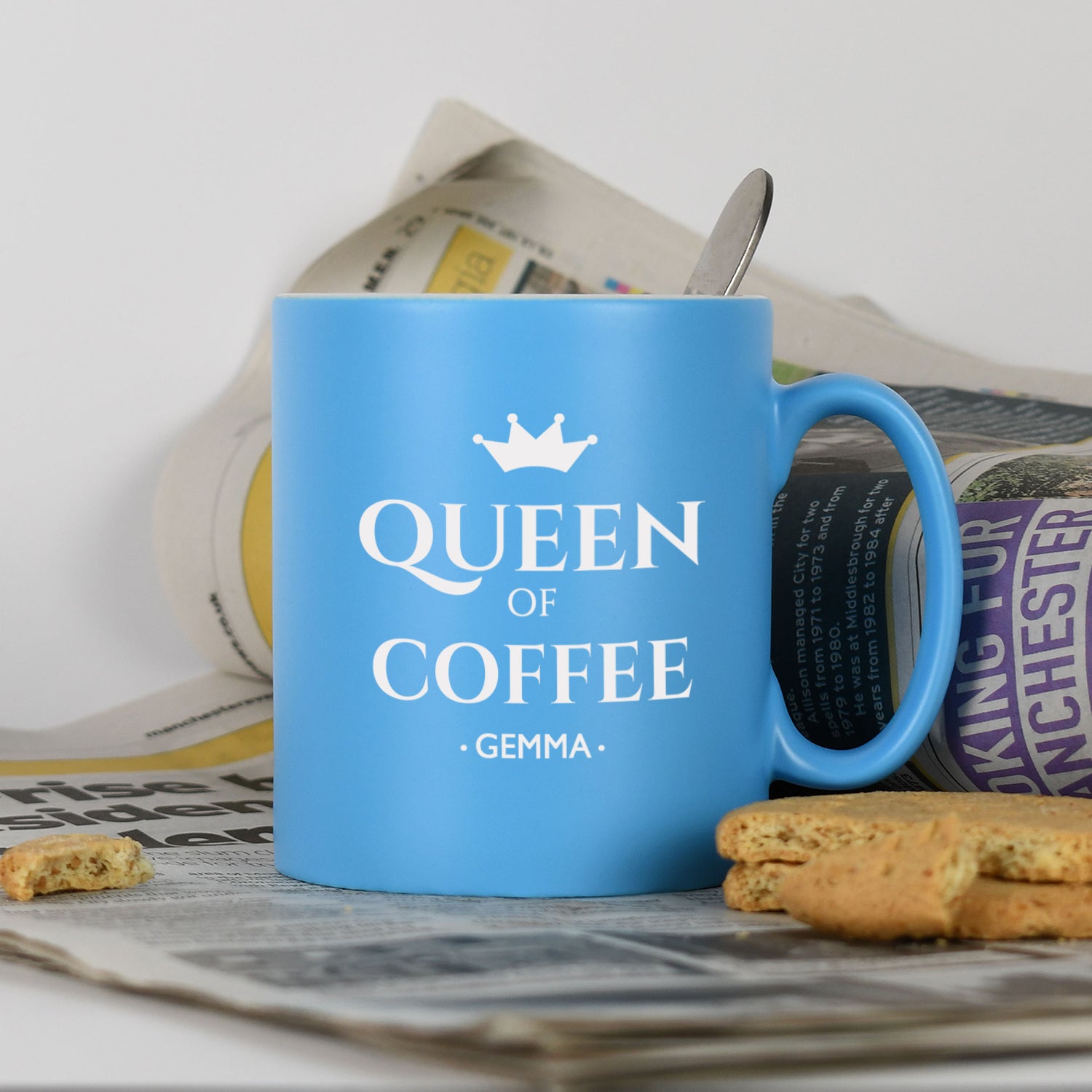 Personalised Queen Of Mug - Light Blue - Mugs