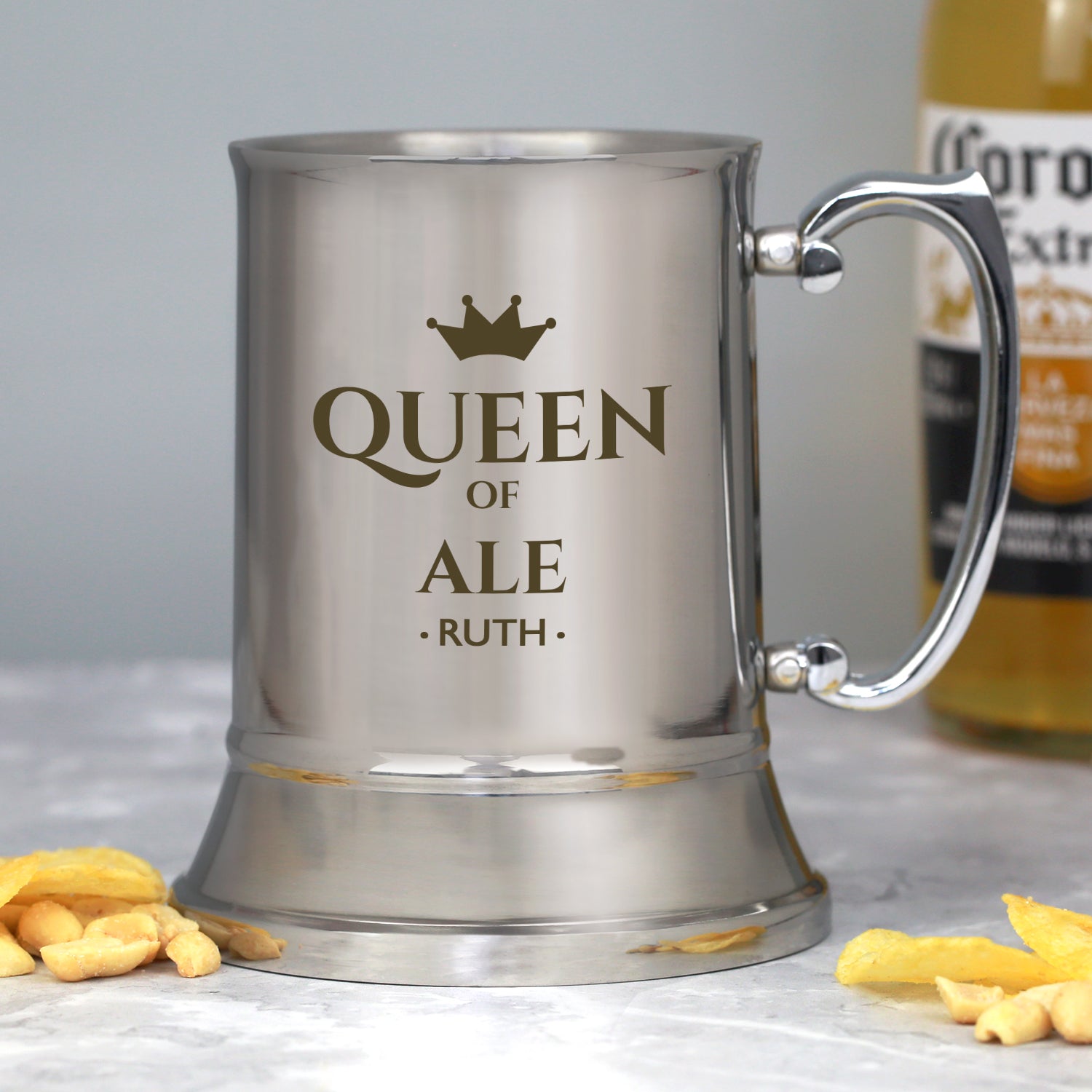 Personalised Queen Of Silver Stainless Steel Tankard - Stainless Steel Tankards