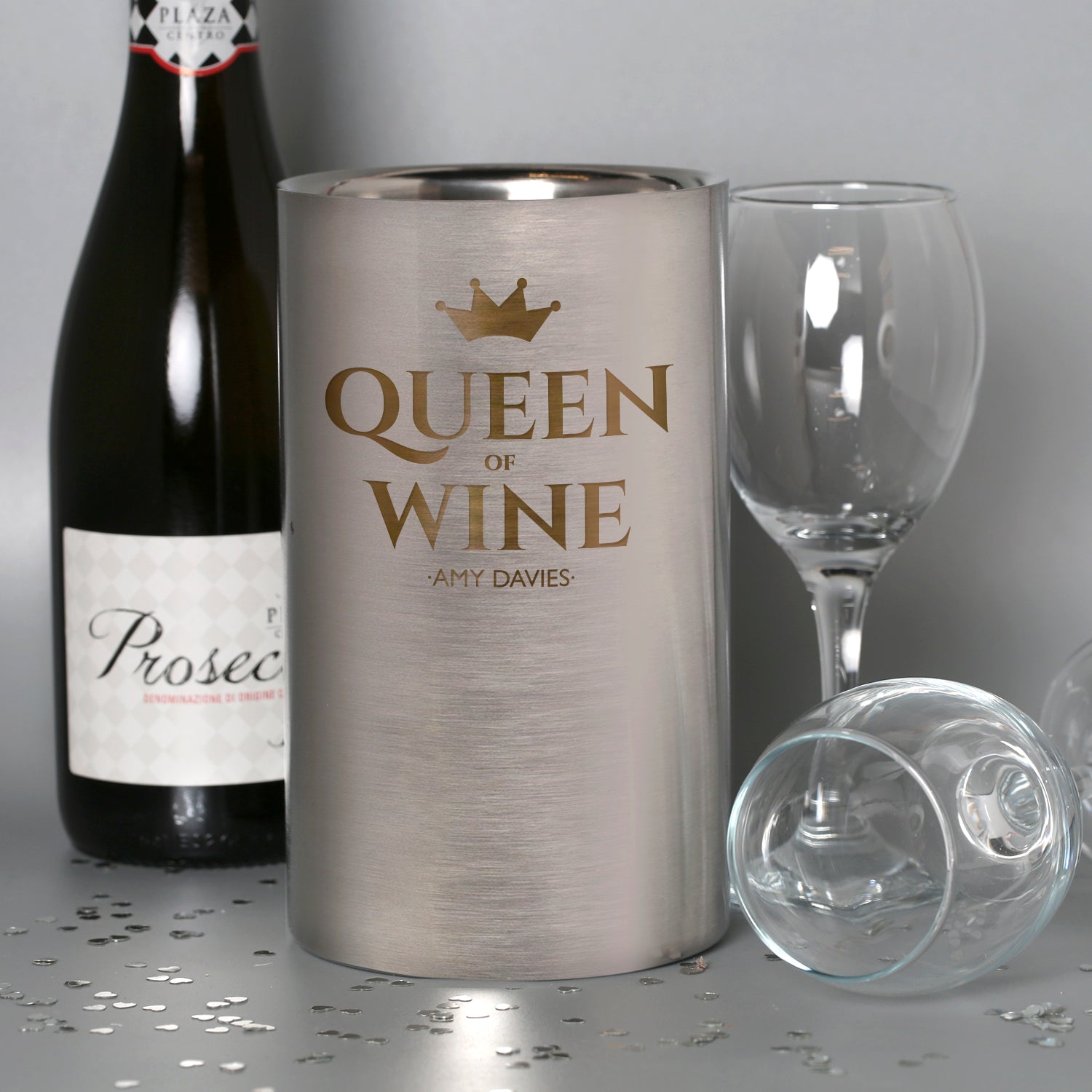 Personalised Queen Of Wine Stainless Steel Wine Cooler - Wine Coolers