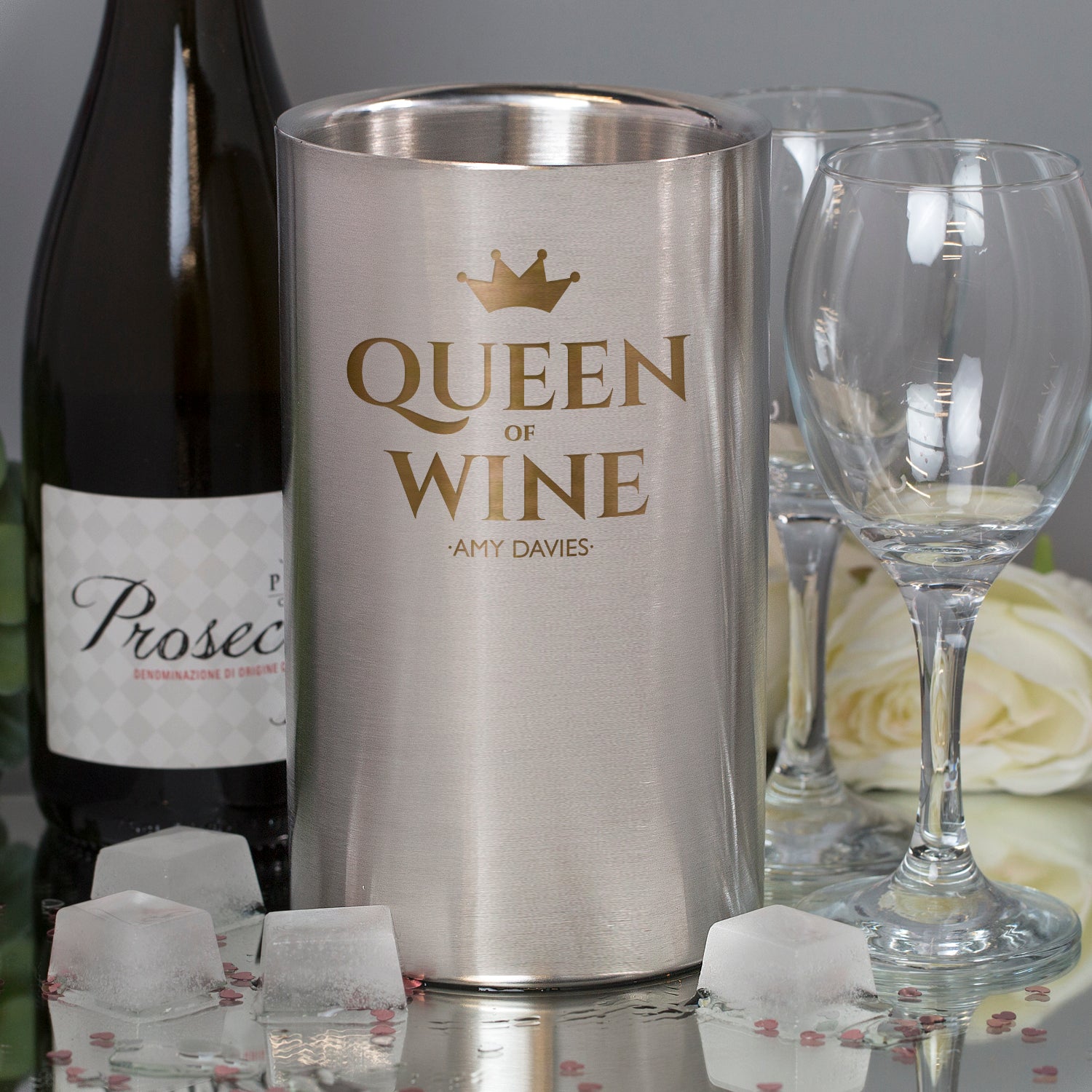 Personalised Queen Of Wine Stainless Steel Wine Cooler - Wine Coolers