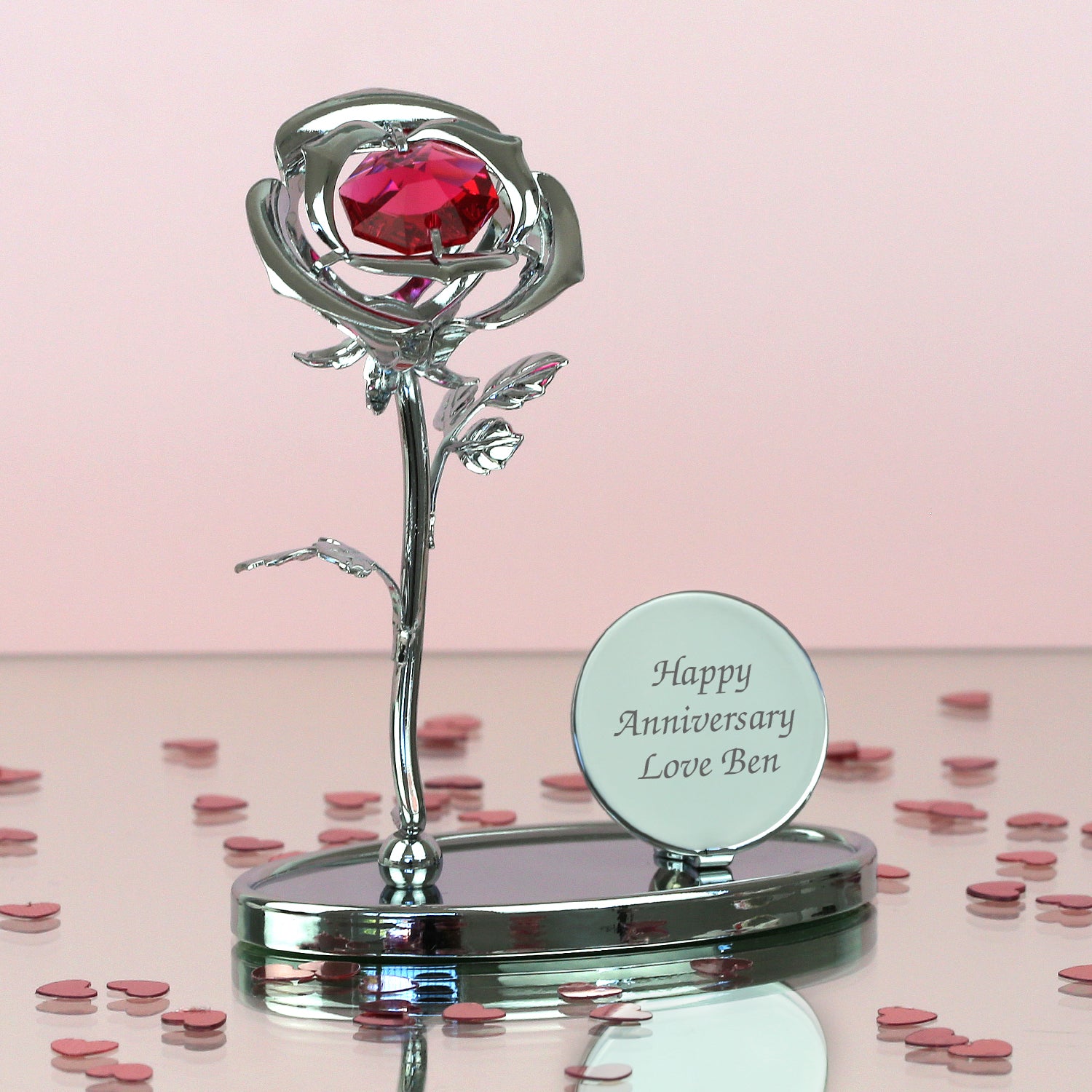 Personalised Crystocraft Red Rose Ornament - Crystocraft