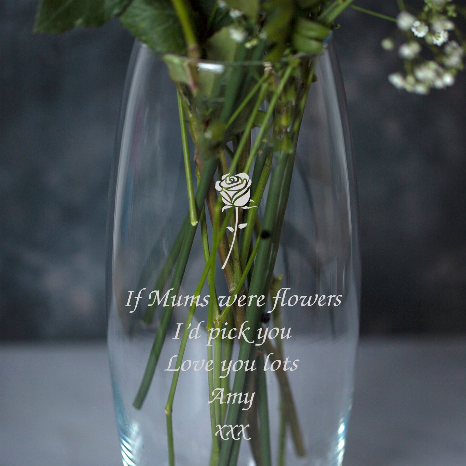 Personalised Rose Glass Bullet Vase - Bullet Vase