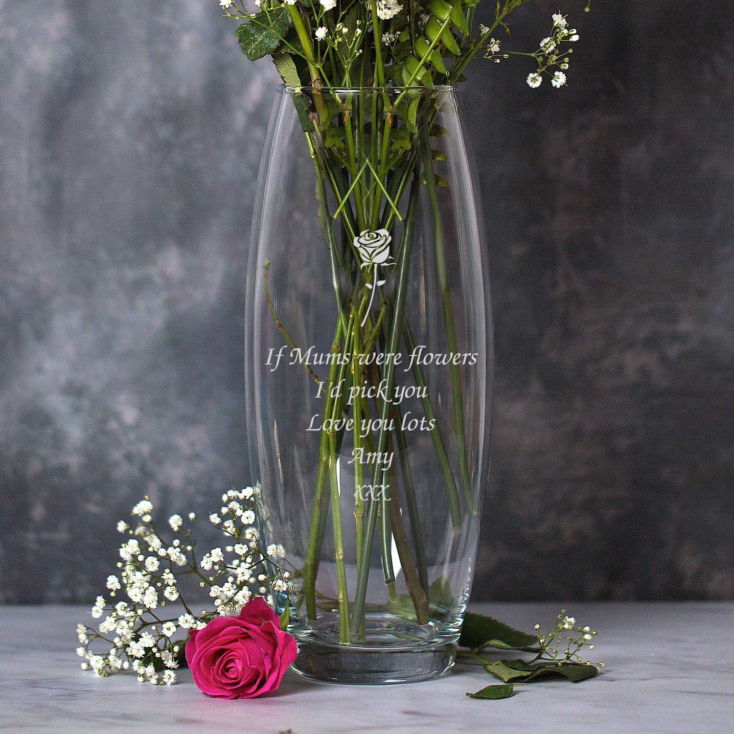 Personalised Rose Glass Bullet Vase - Bullet Vase