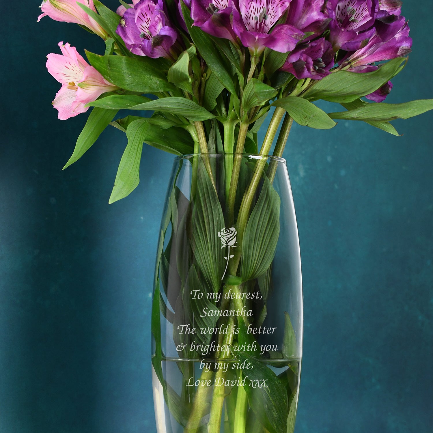 Personalised Rose Glass Bullet Vase - Bullet Vase