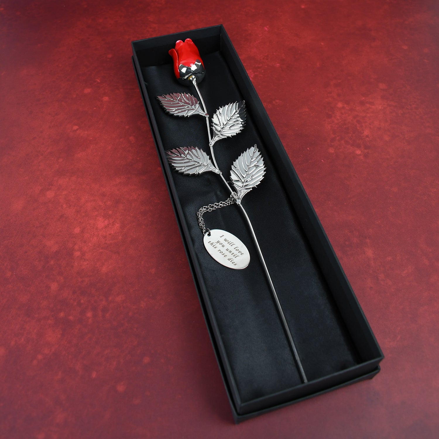 Personalised Any Message Large Red Rose & Gift Box - keyrings