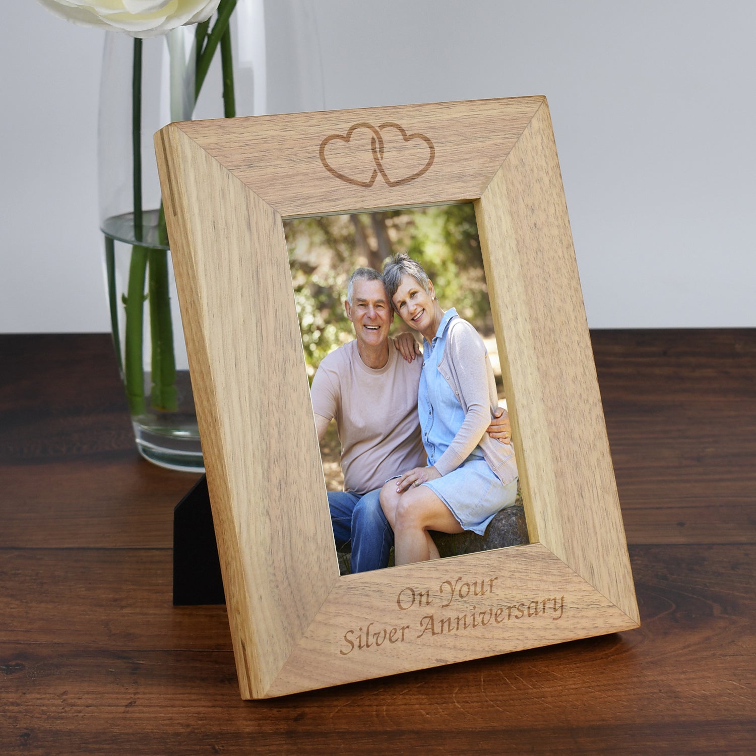 Personalised Wooden 4x6 On Your Silver Anniversary Frame - Photo Frames