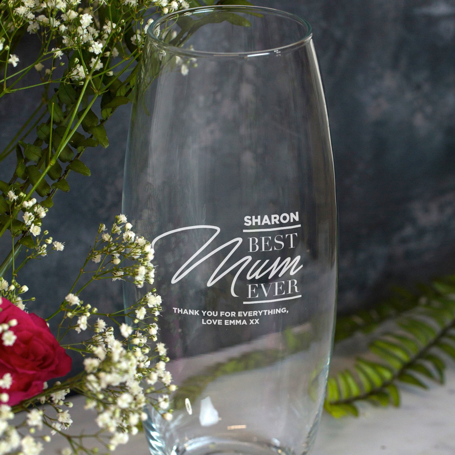 Personalised Best Mum Ever Glass Bullet Vase - Bullet Vase