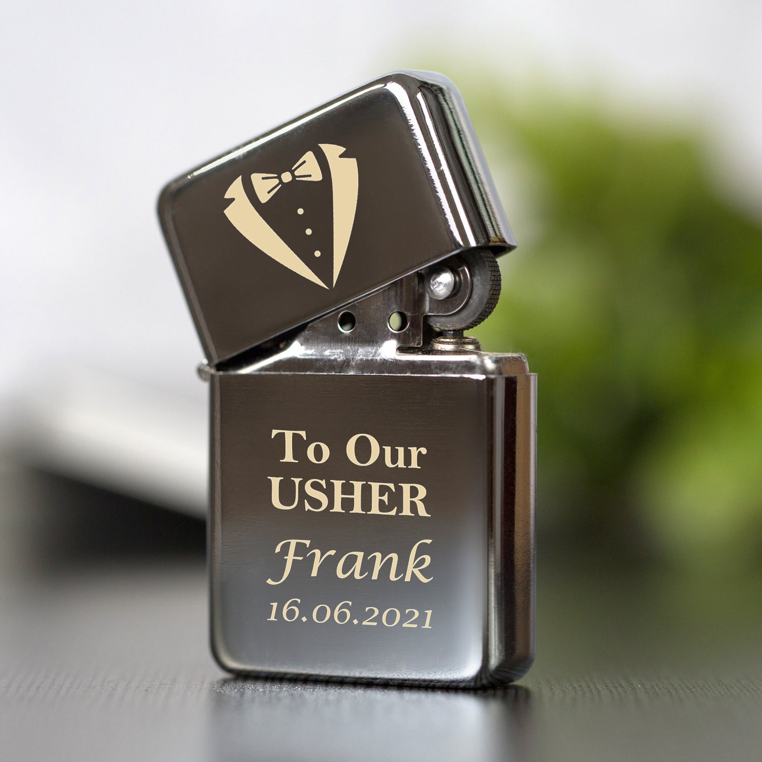 Personalised To Our Usher Silver Wedding Lighter & Gift Box - Lighters