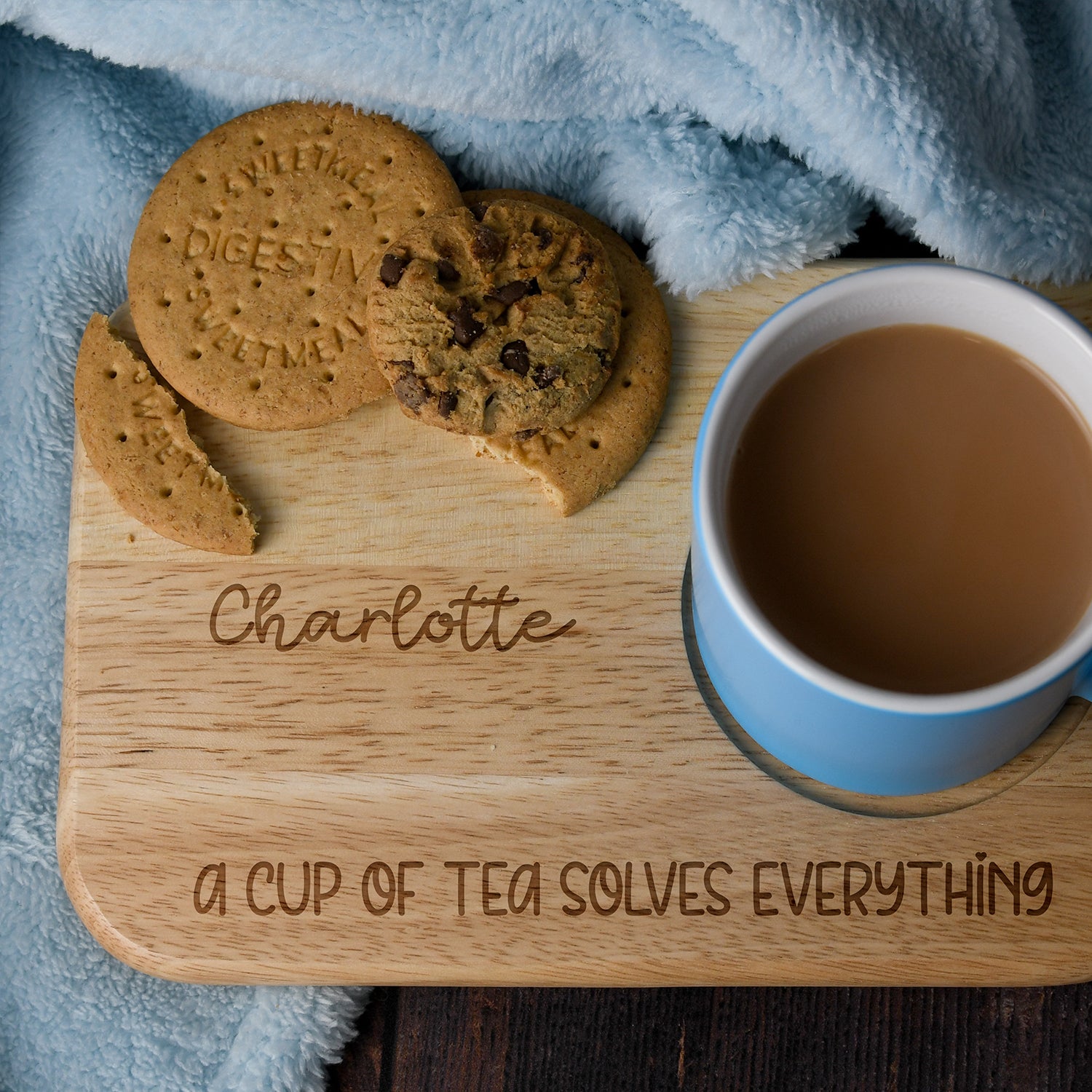 Personalised Tea Solves Everything Wooden Tea Board - Tea Board