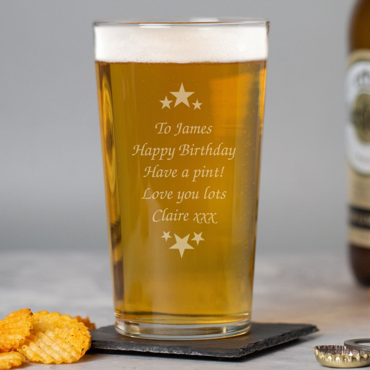 Personalised Stars & Message Pint Glass - Beer Glasses